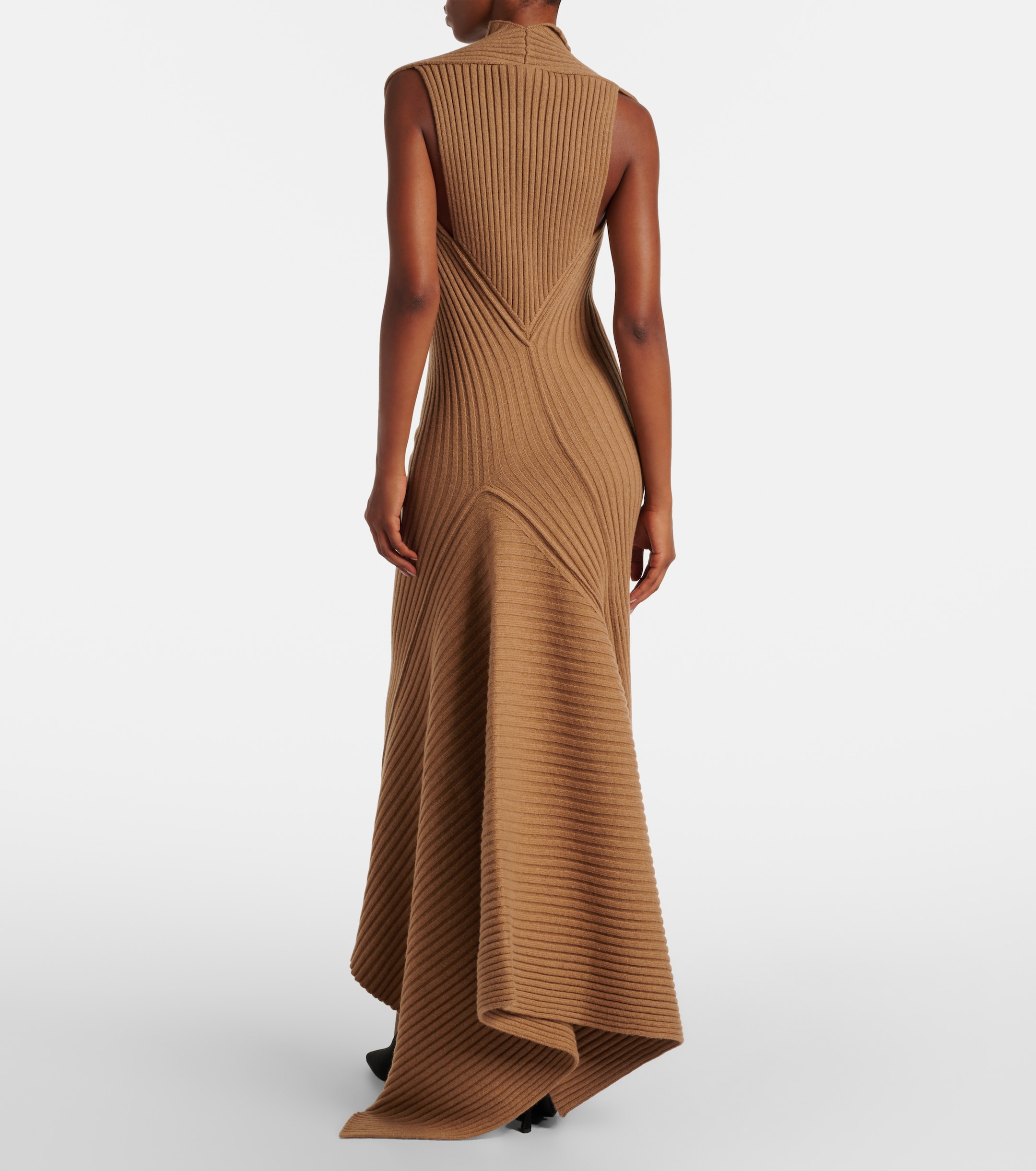 victoria beckham knit dress - Draped ribbed-knit wool-blend maxi posh spice victoria beckham black dress