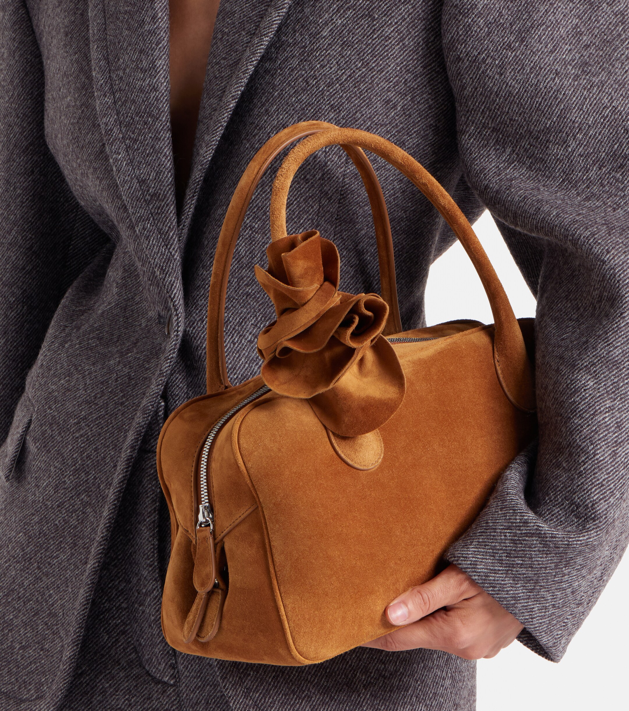 Magda Butrym Brigitte Small floral-appliqué suede tote bag