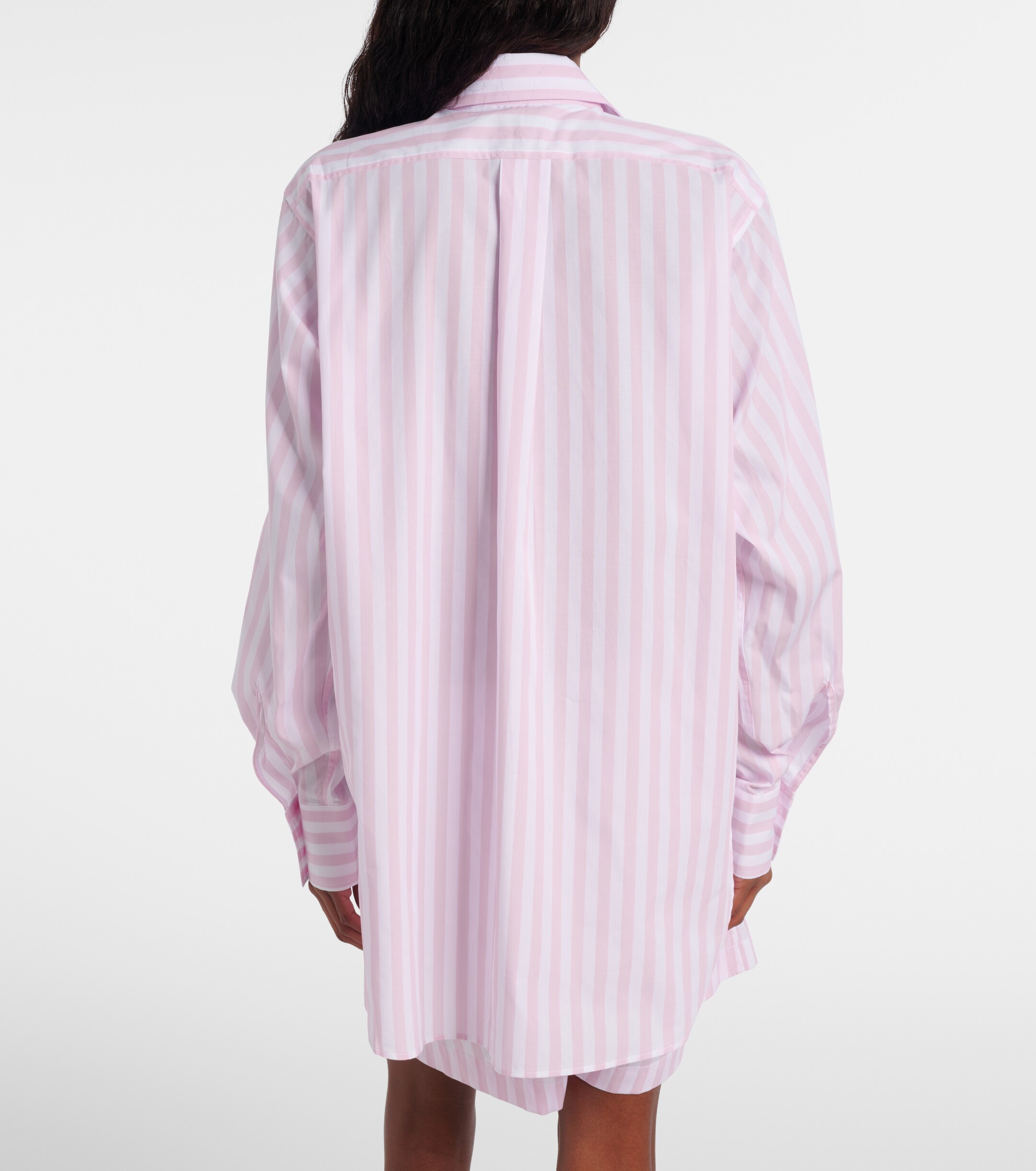 Hunza G Embroidered striped oversized cotton poplin shirt