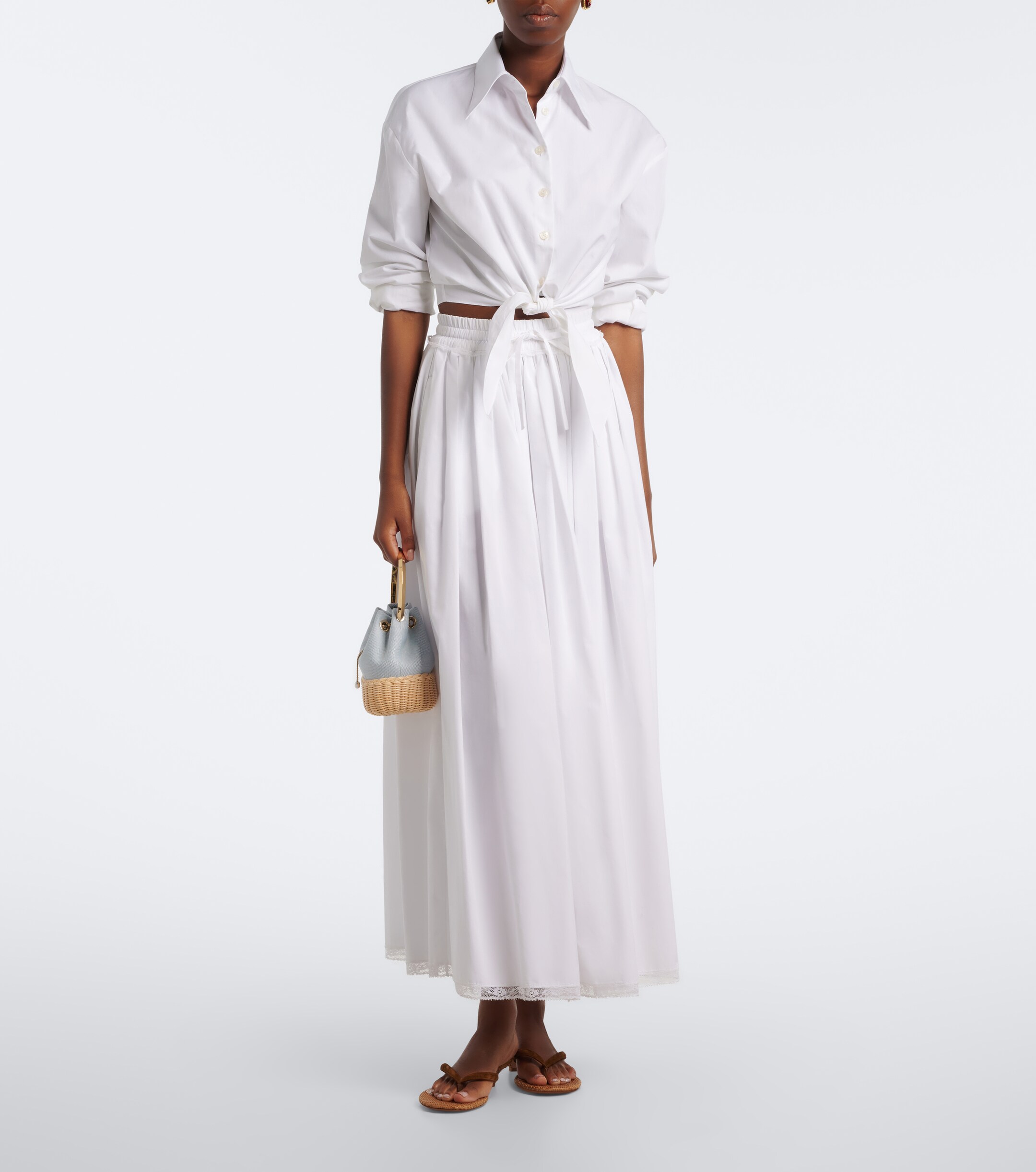 JIMMY CHOO Bon Bon canvas and wicker bucket bag