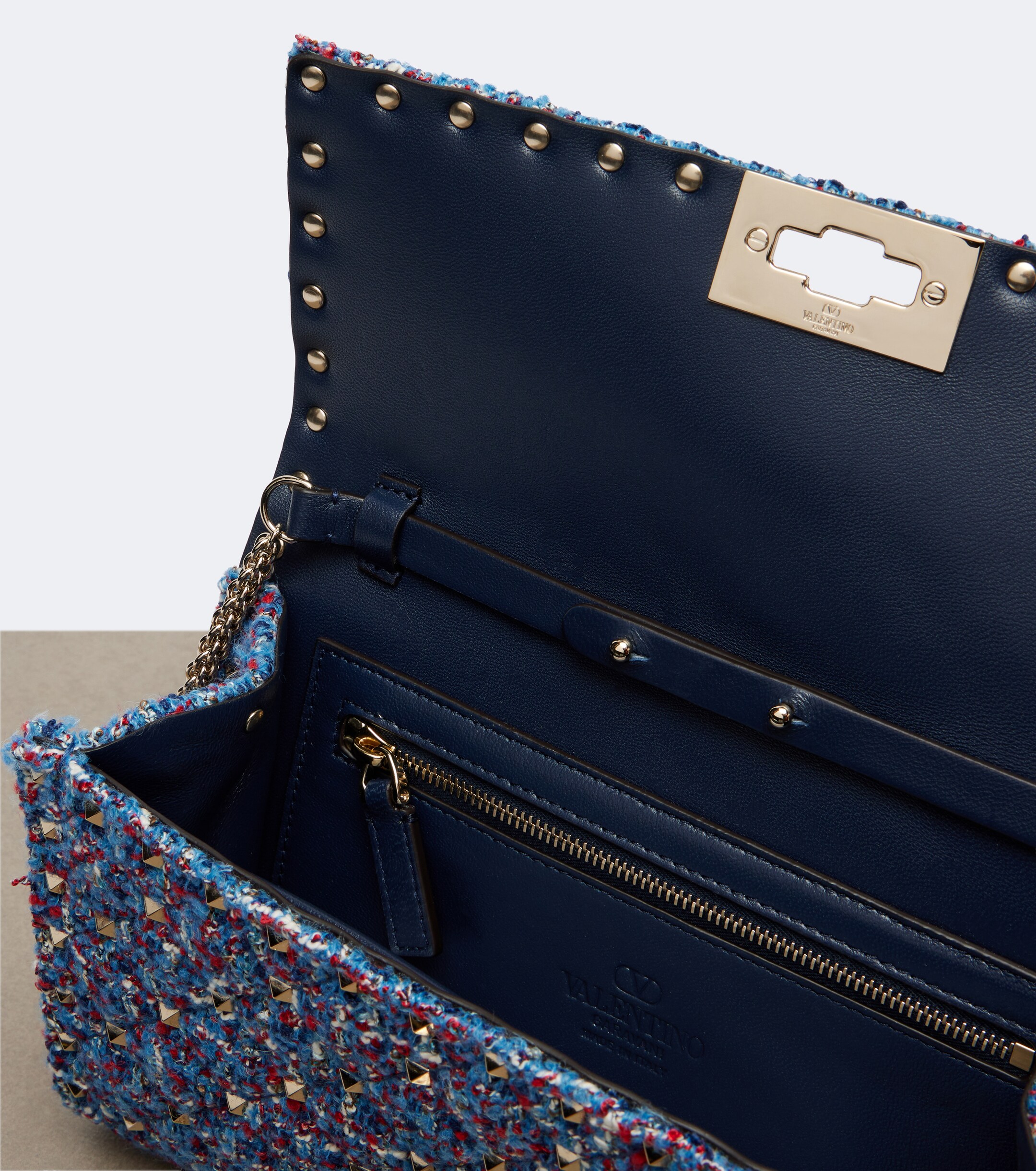 Valentino Garavani Rockstud Spike tweed shoulder bag thumbnail