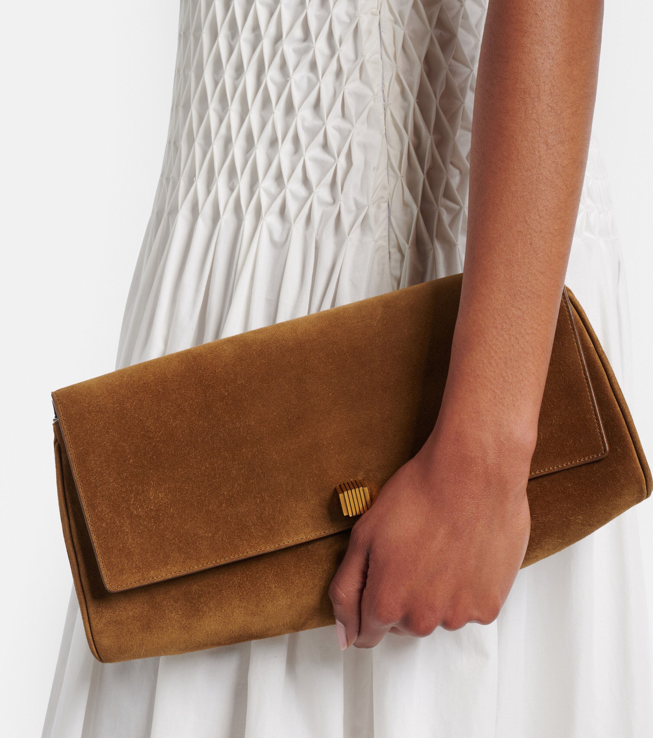 KHAITE Audrey suede clutch