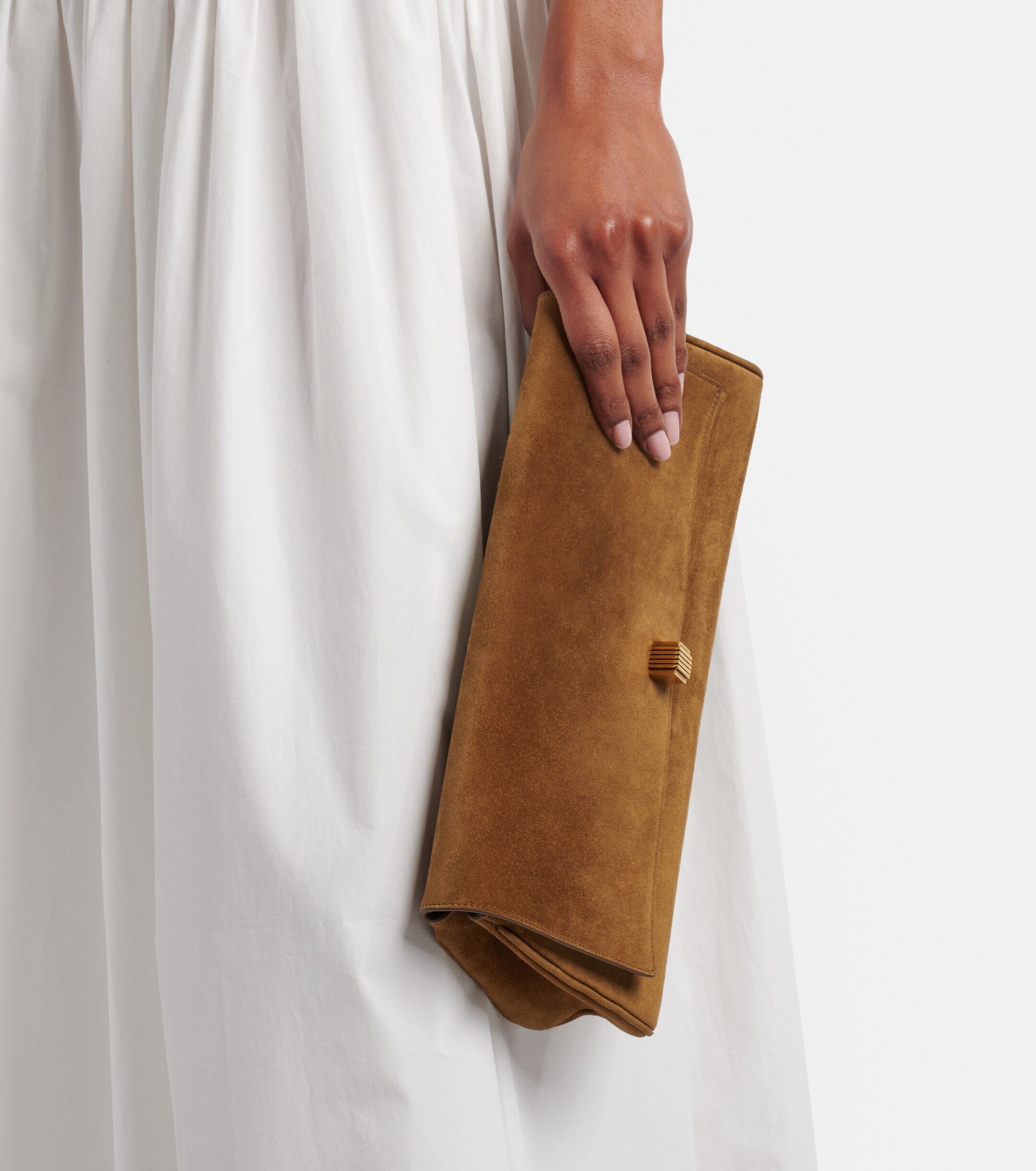 KHAITE Audrey suede clutch