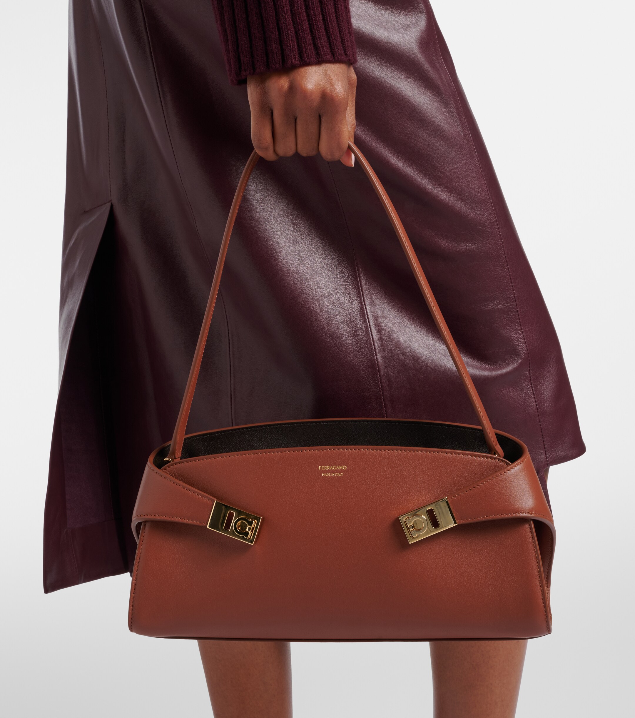 Ferragamo Hug East-West Small leather shoulder bag