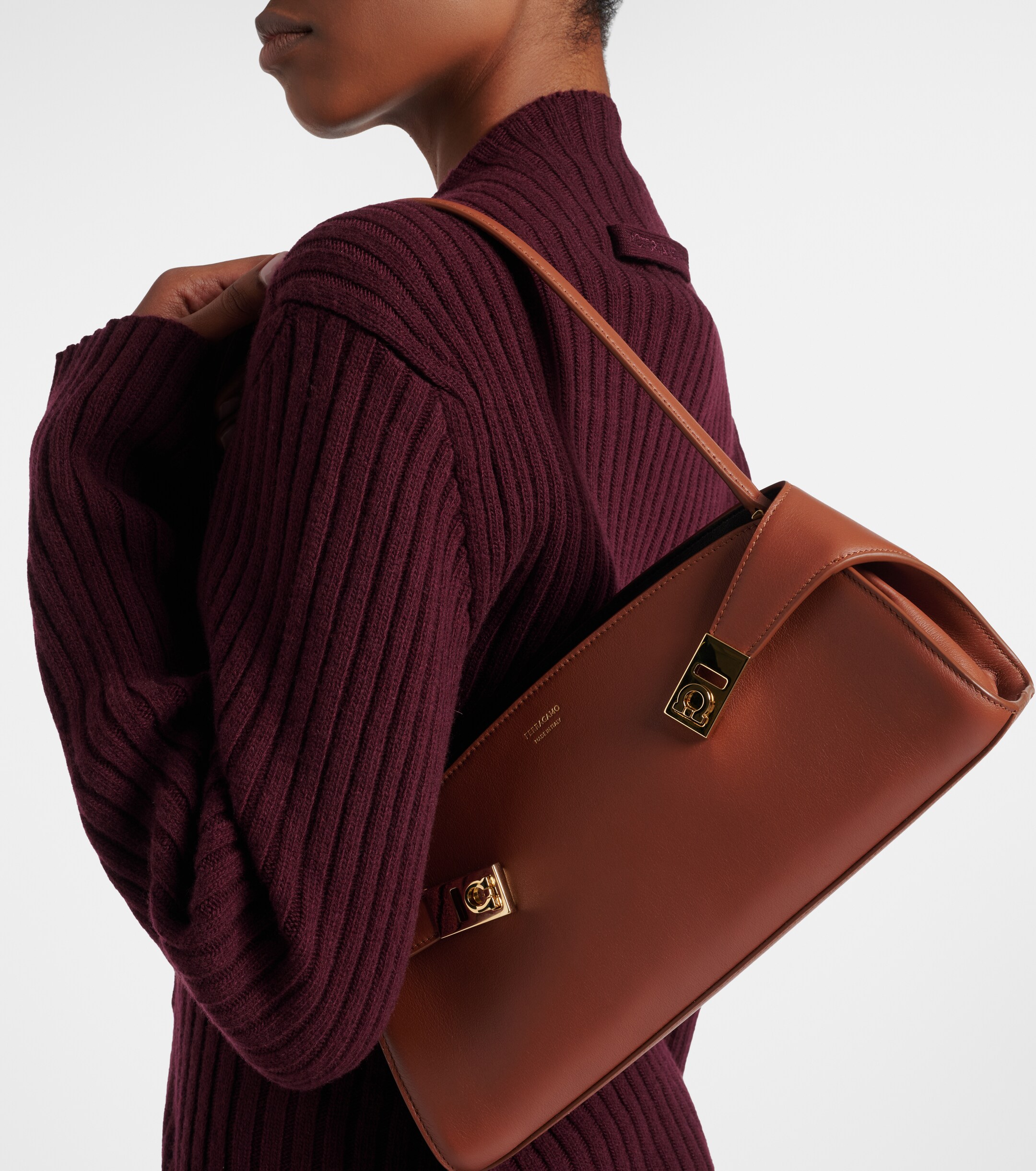 Ferragamo Hug East-West Small leather shoulder bag