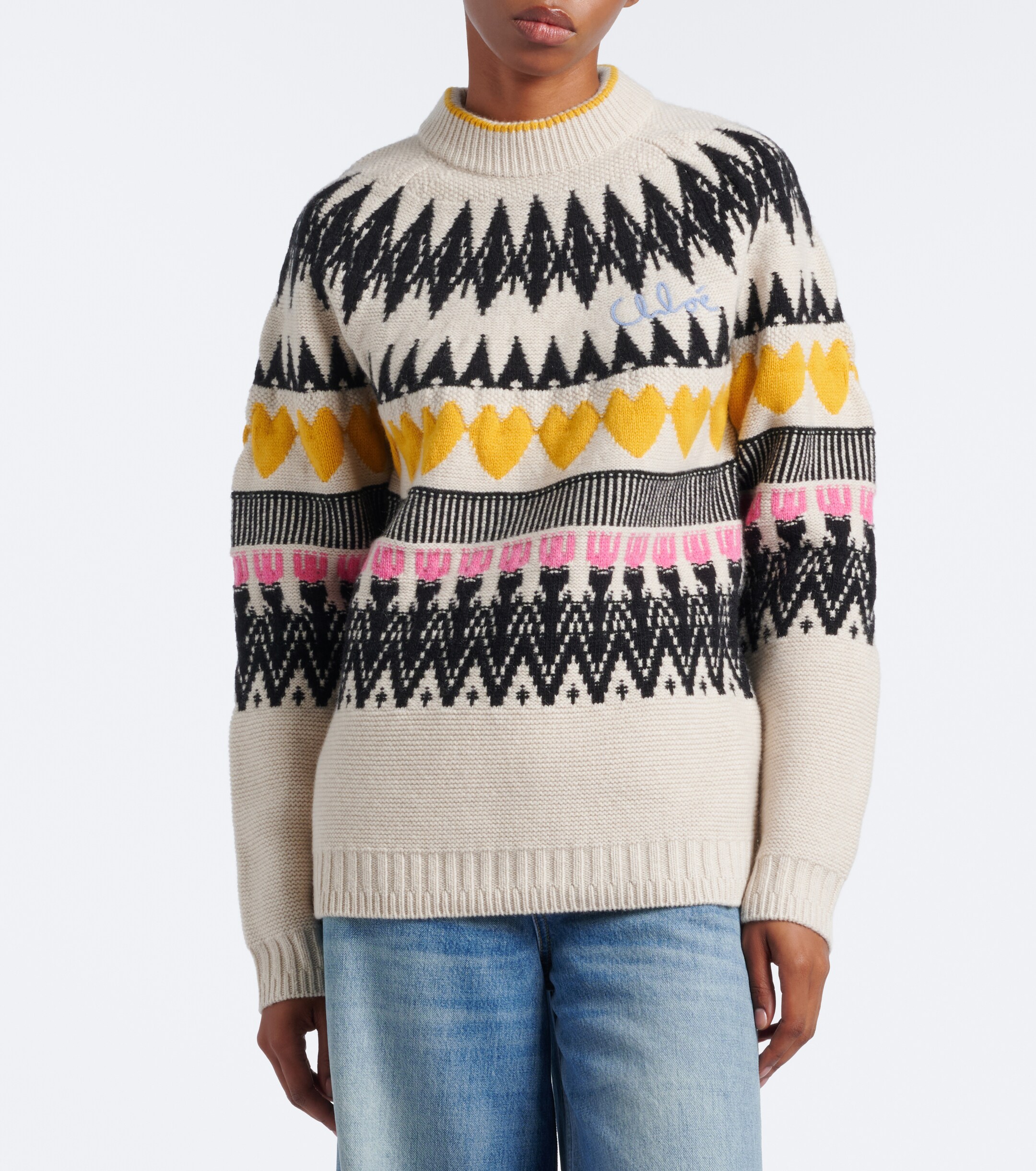 Chloé Chloé Jacquard wool and cashmere sweater