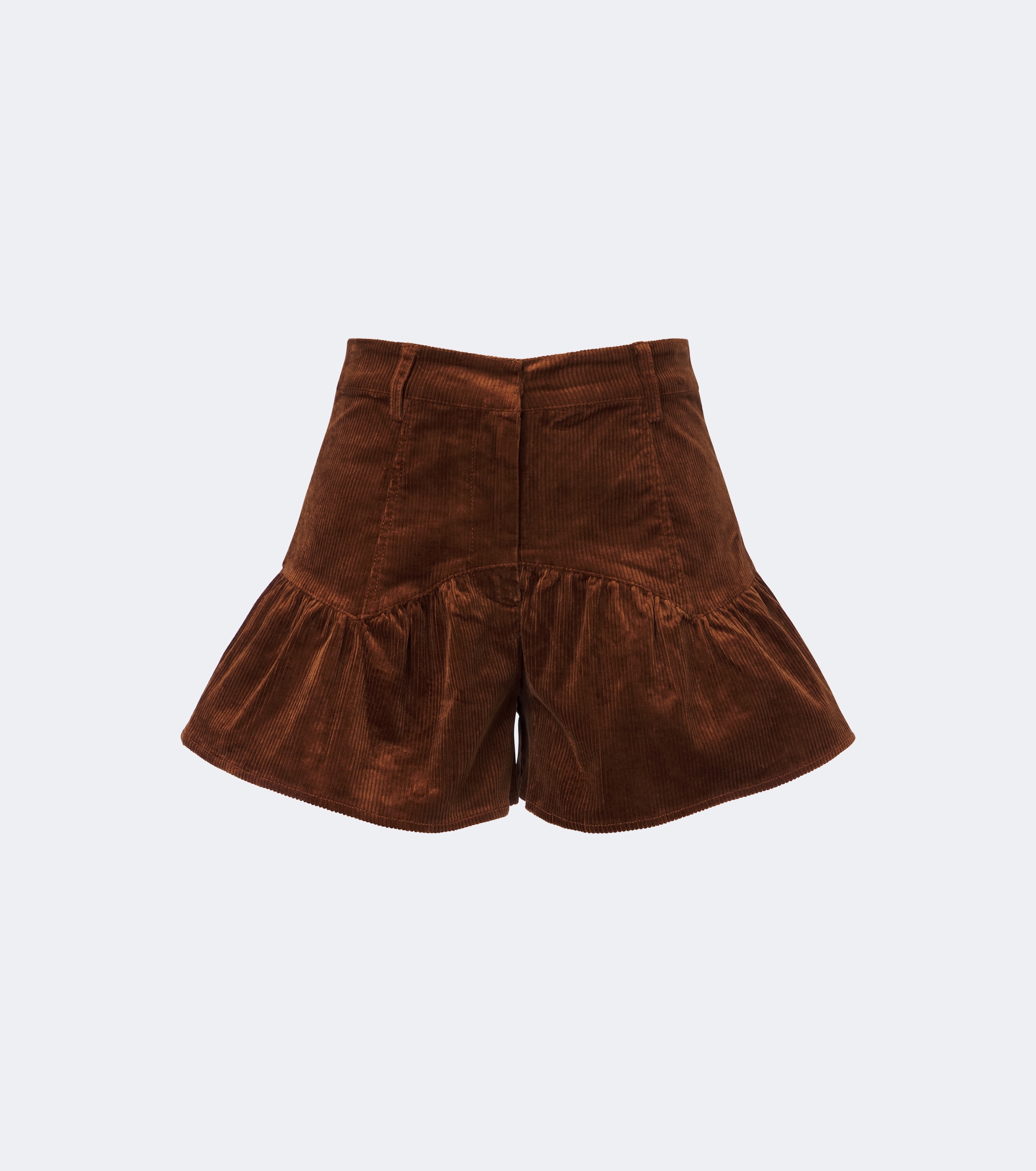 GANNI Ganni Ruffled cotton-blend corduroy shorts