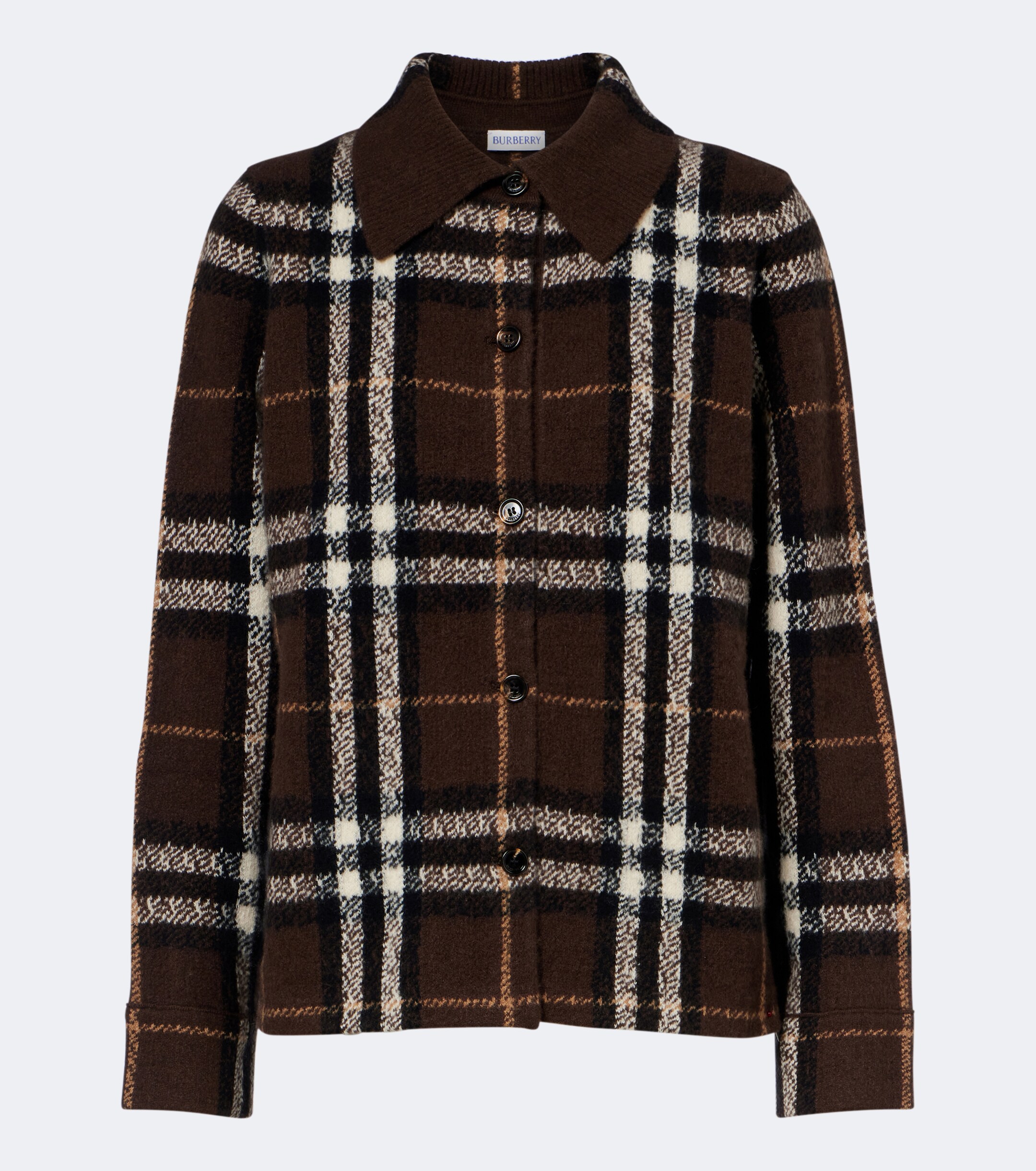 Burberry Burberry Burberry Check intarsia cashmere overshirt