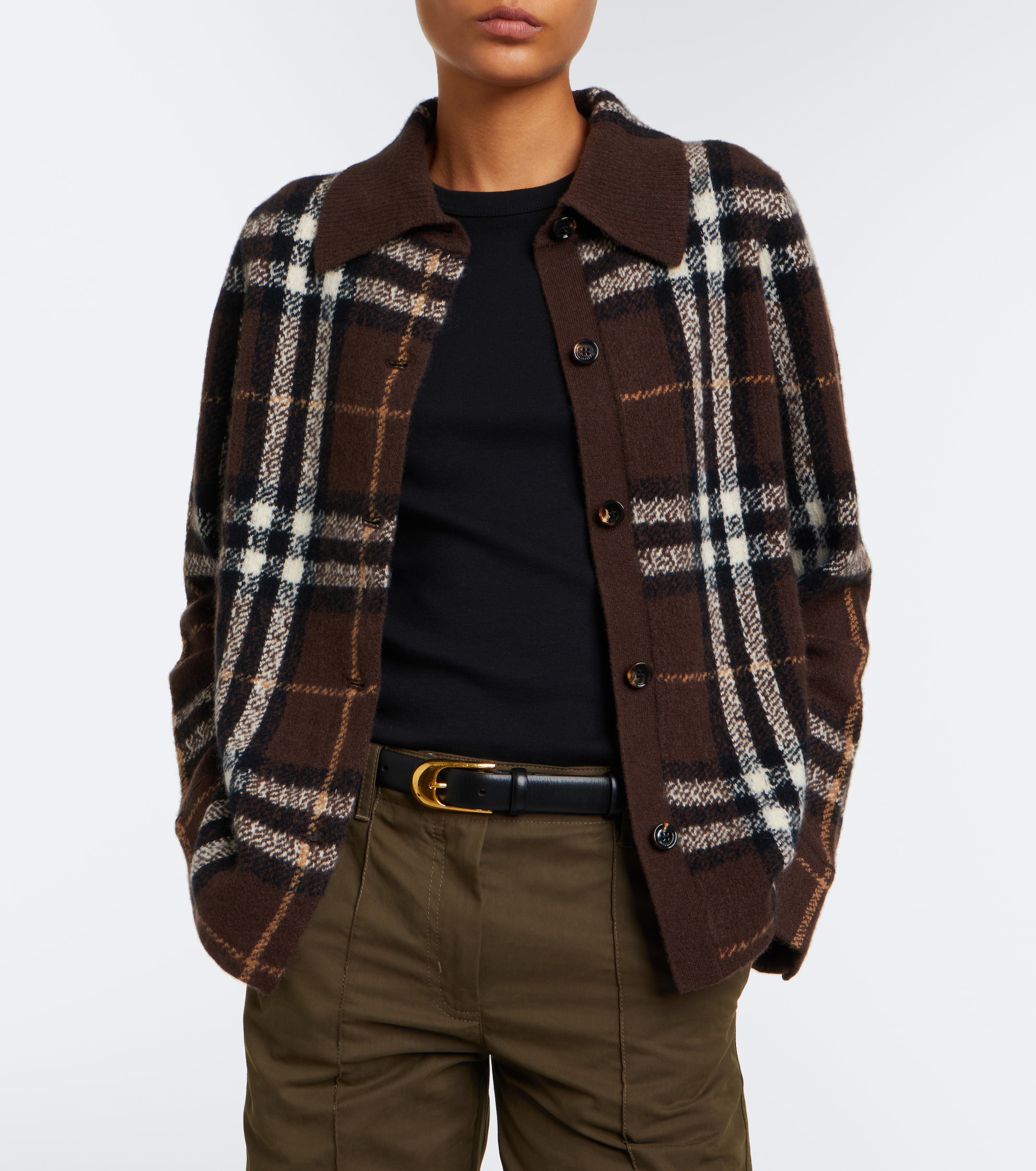 Burberry Burberry Burberry Check intarsia cashmere overshirt
