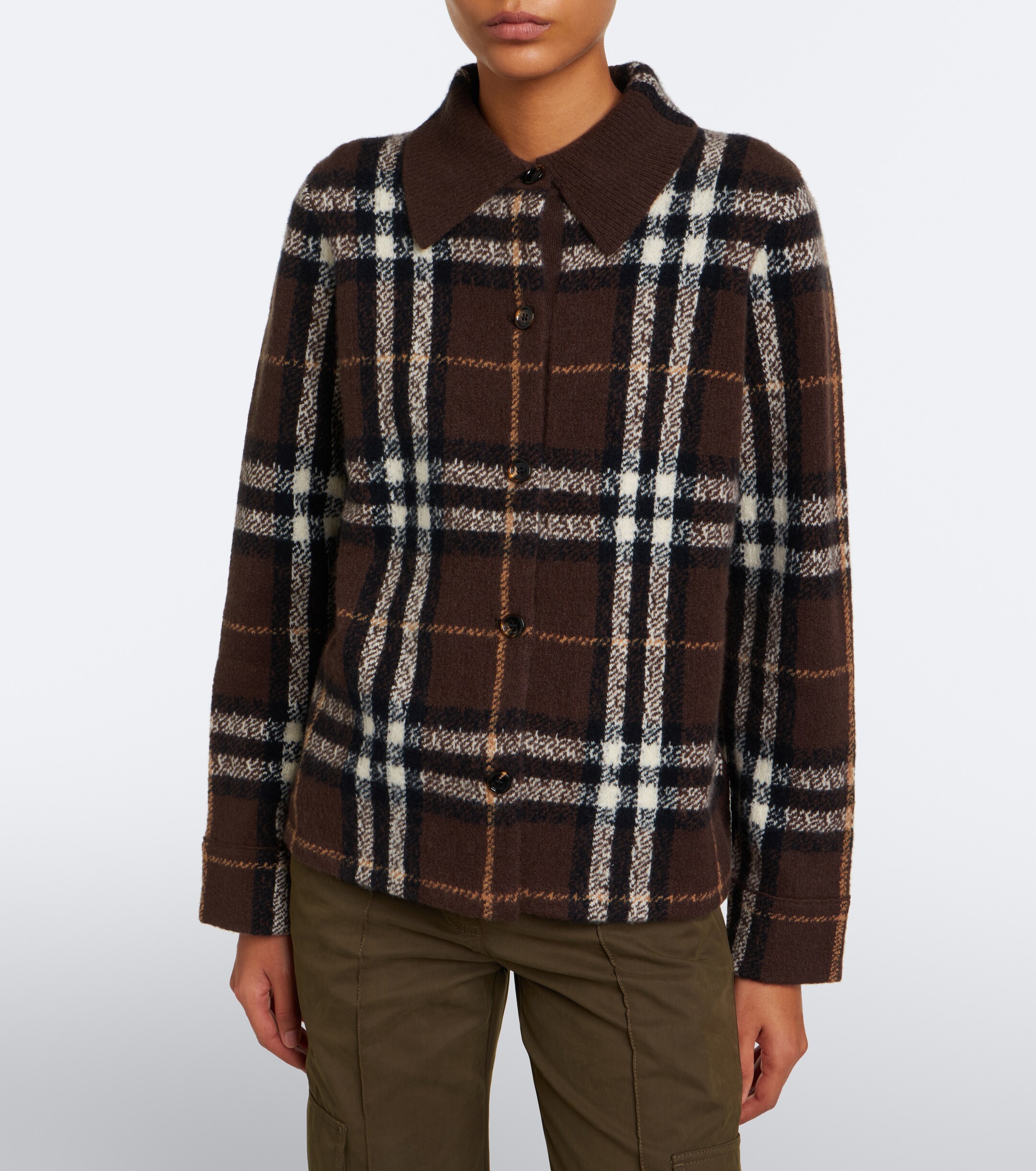 Burberry Burberry Burberry Check intarsia cashmere overshirt