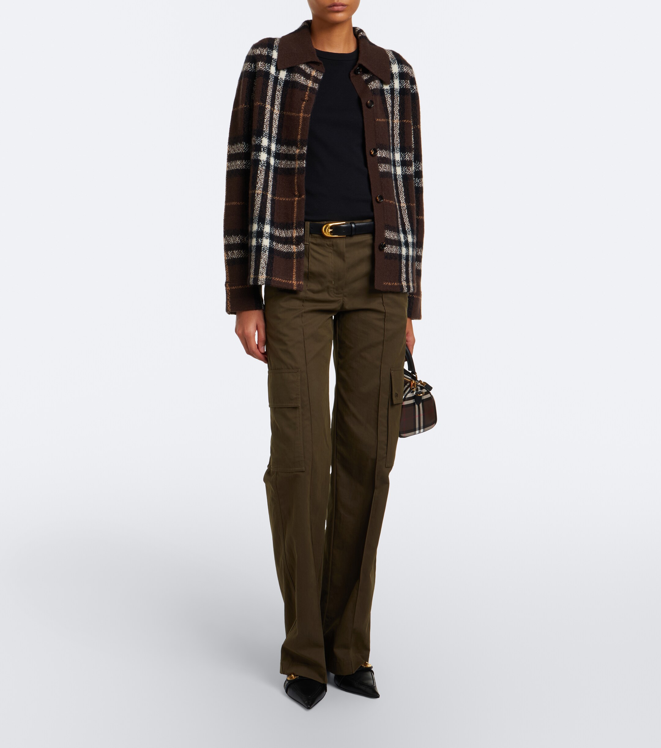 Burberry Burberry Burberry Check intarsia cashmere overshirt