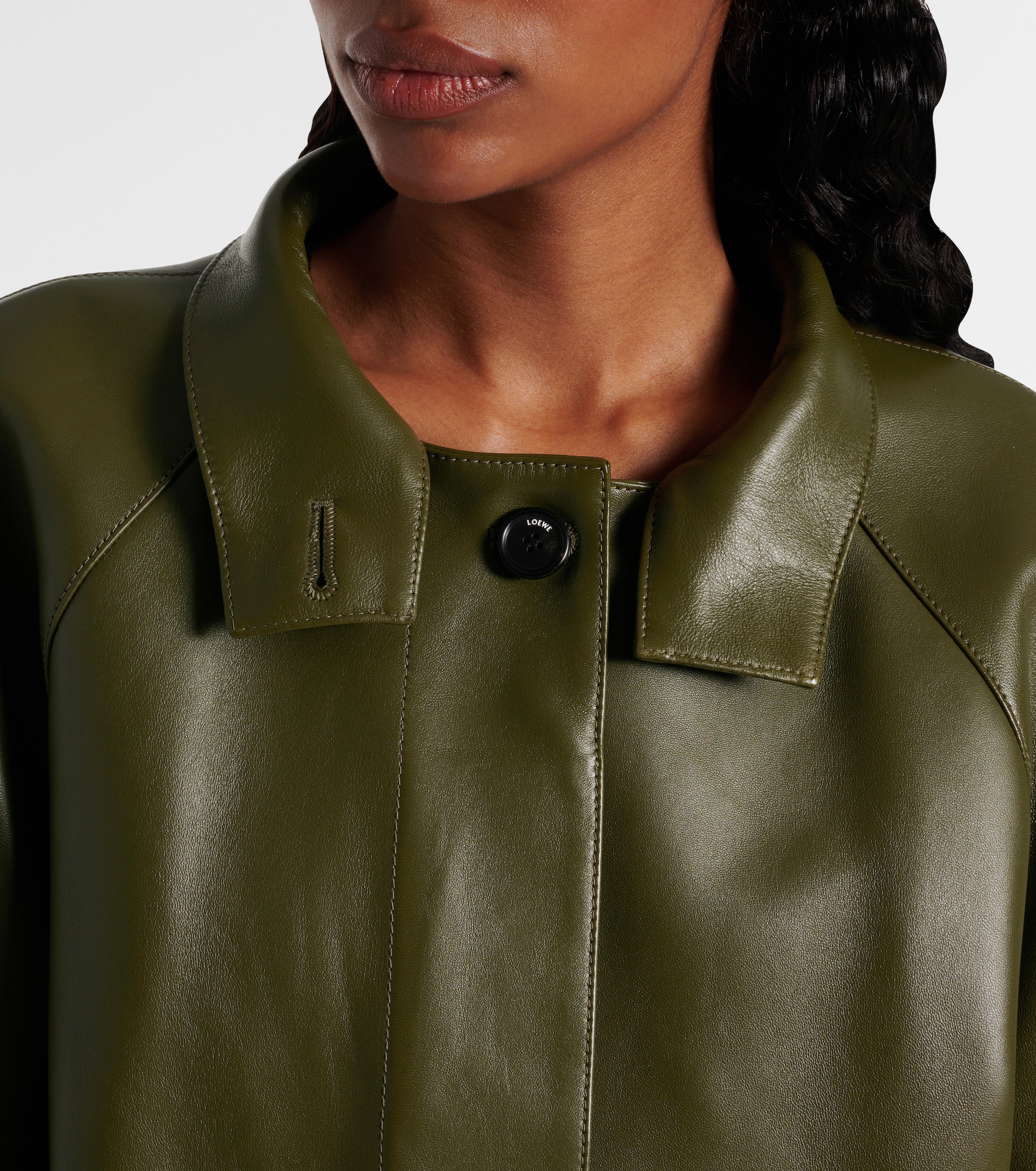 【希少】LOEWE green patent leather jacket Loewe - Anagram leather jacket | Plush