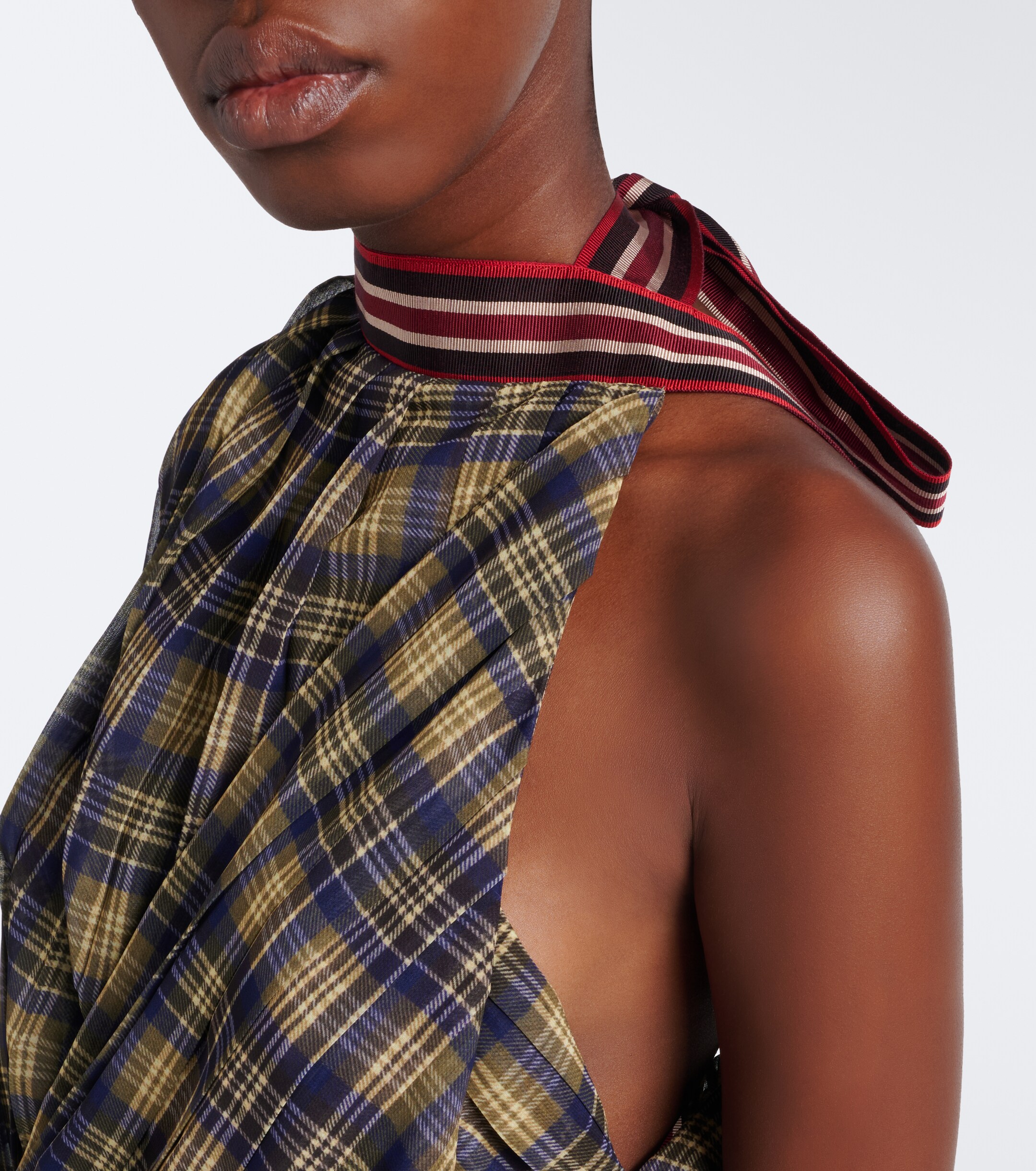 Dries Van Noten Dries Van Noten Checked draped one-shoulder top