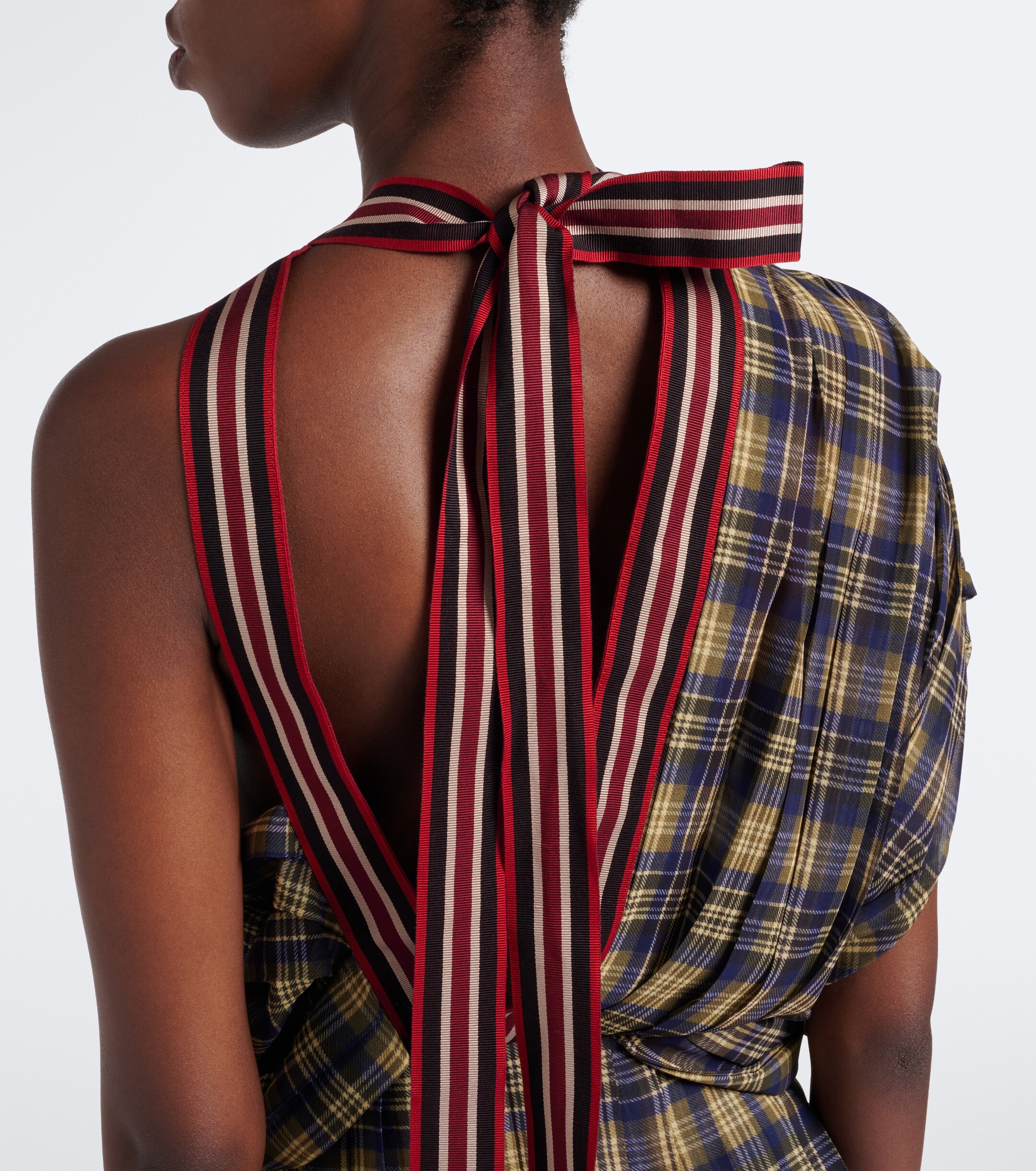 Dries Van Noten Dries Van Noten Checked draped one-shoulder top