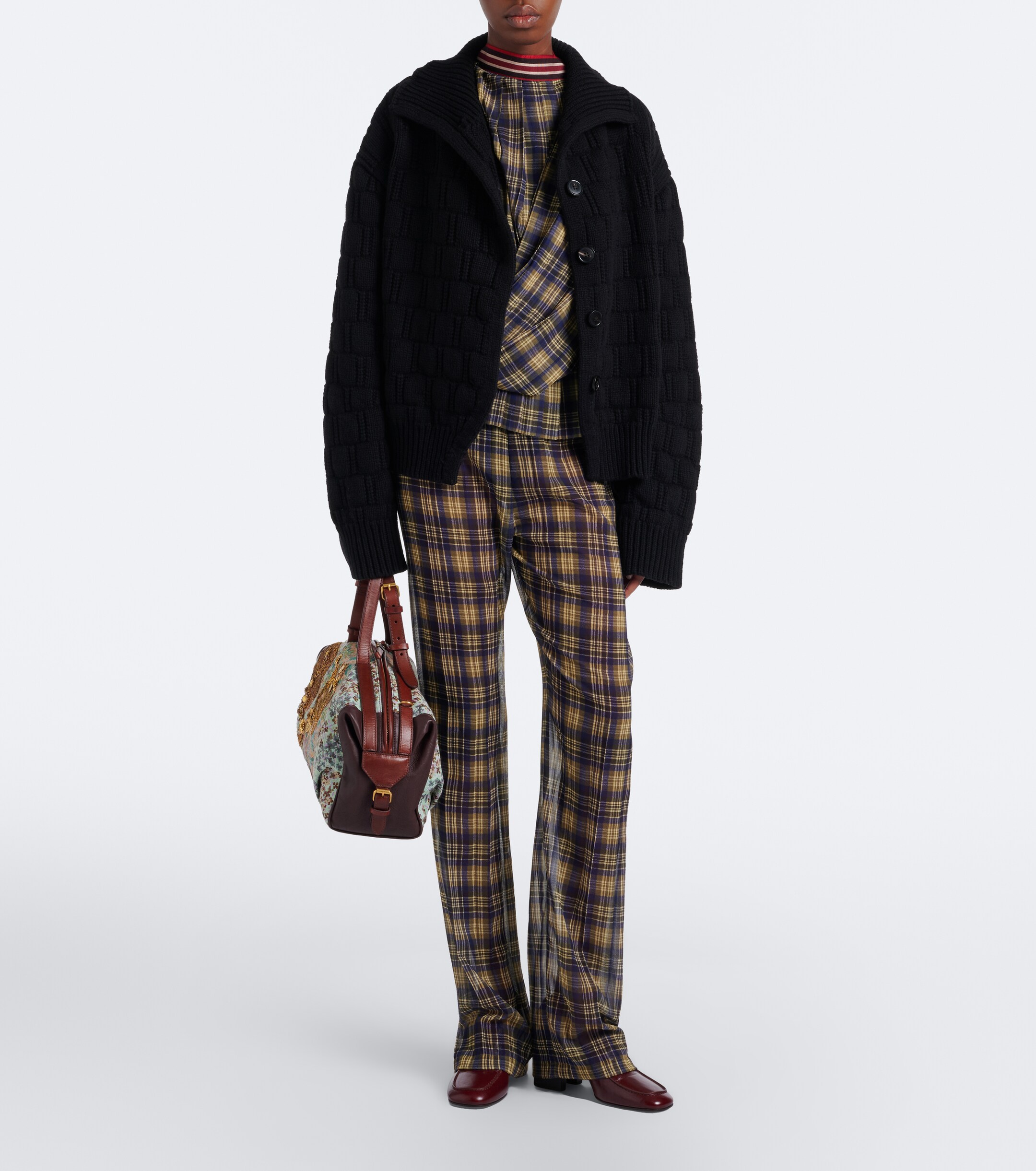 Dries Van Noten Dries Van Noten Checked draped one-shoulder top