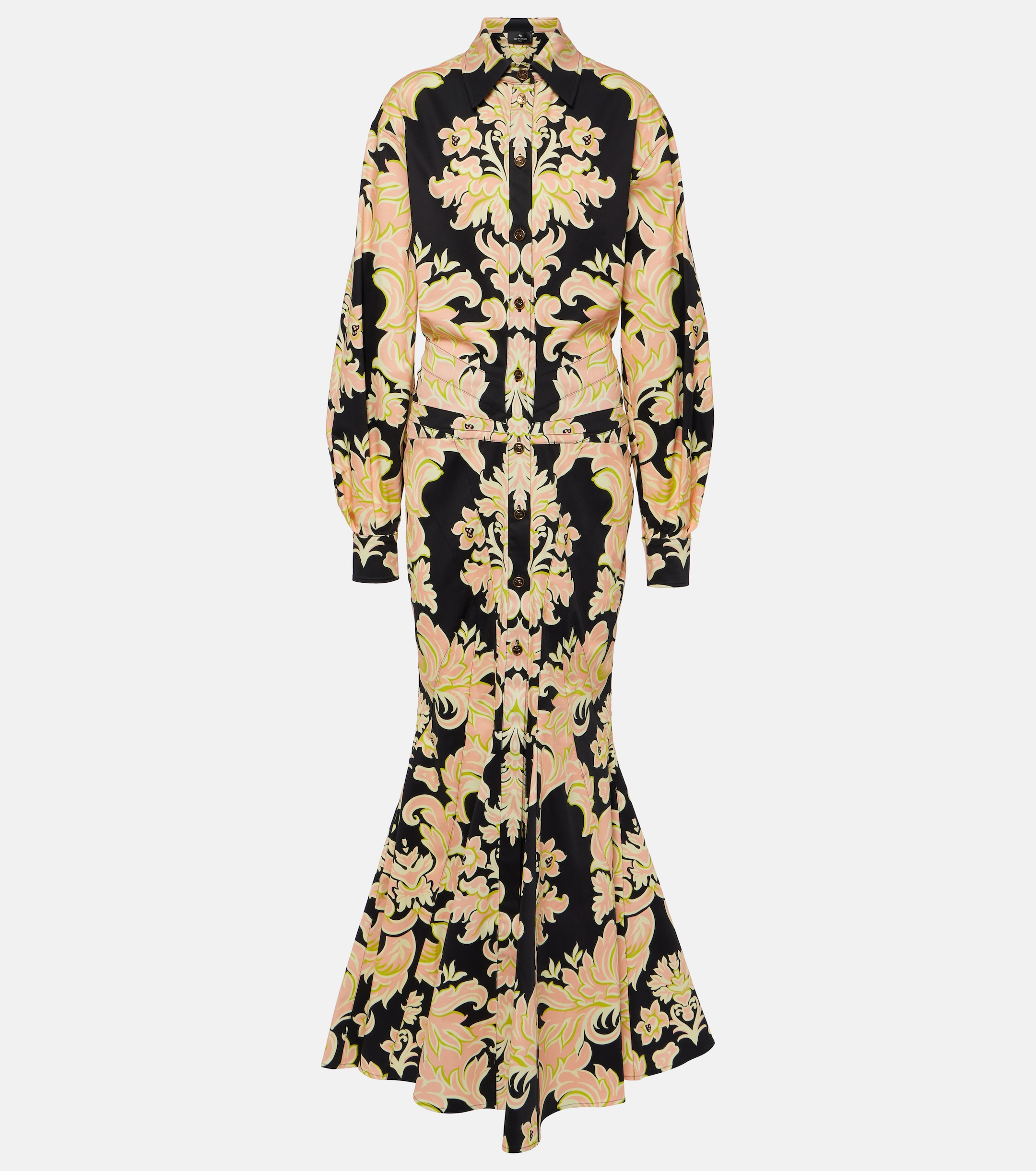 Etro Printed cotton-blend maxi shirt dress