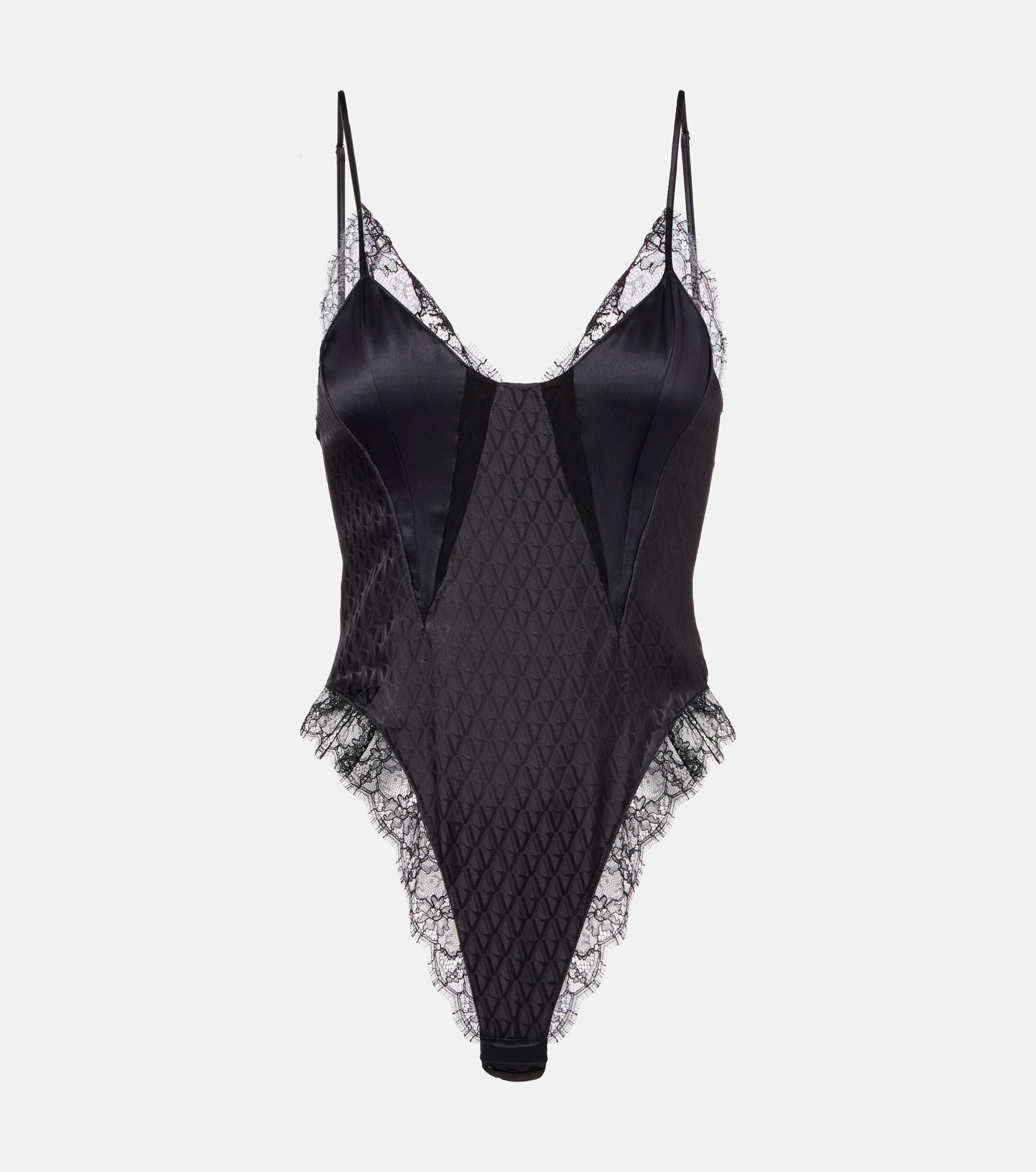 Versace Versace Lace-trimmed silk-blend satin bodysuit