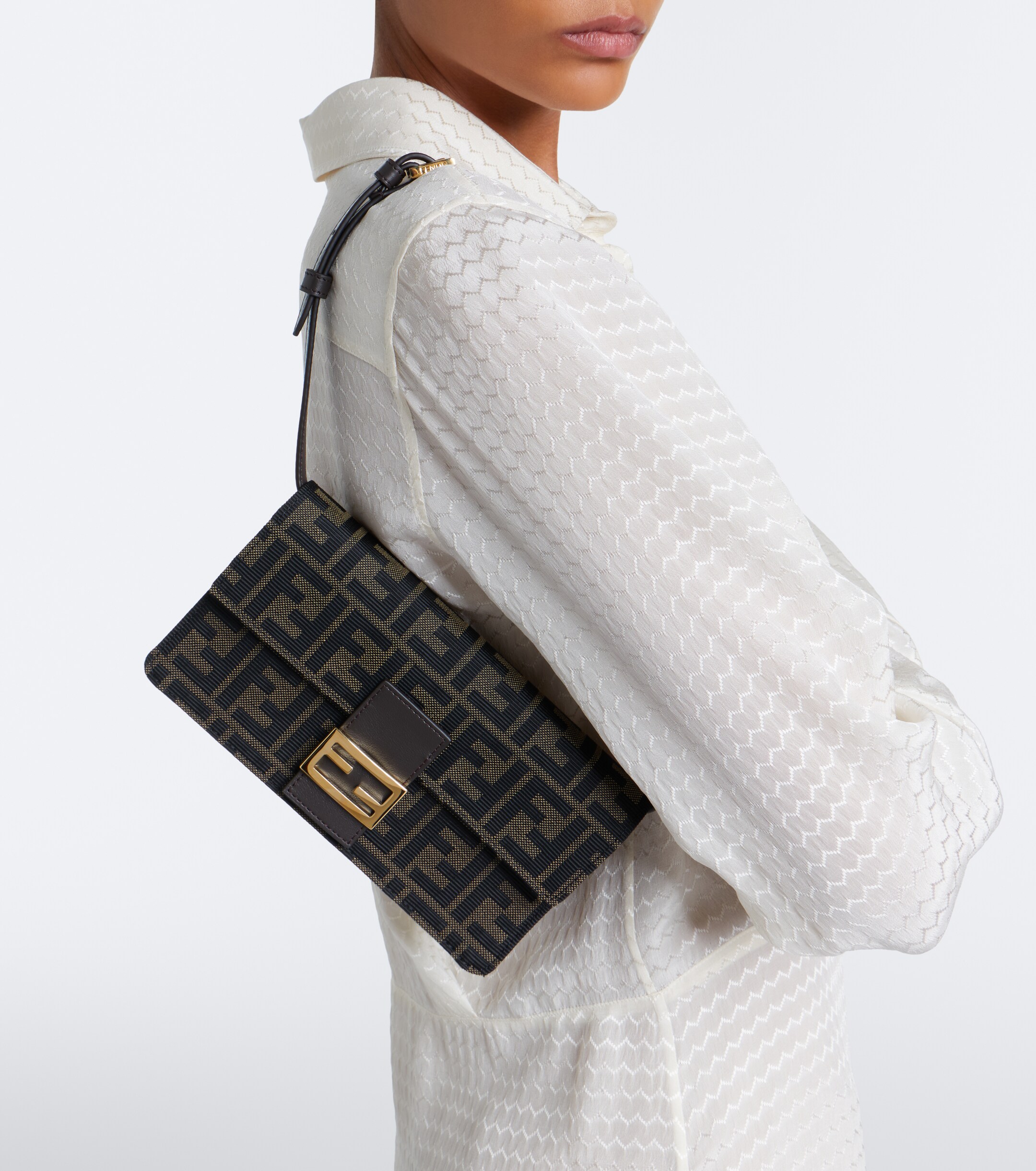 Fendi Tube jacquard canvas wallet on chain