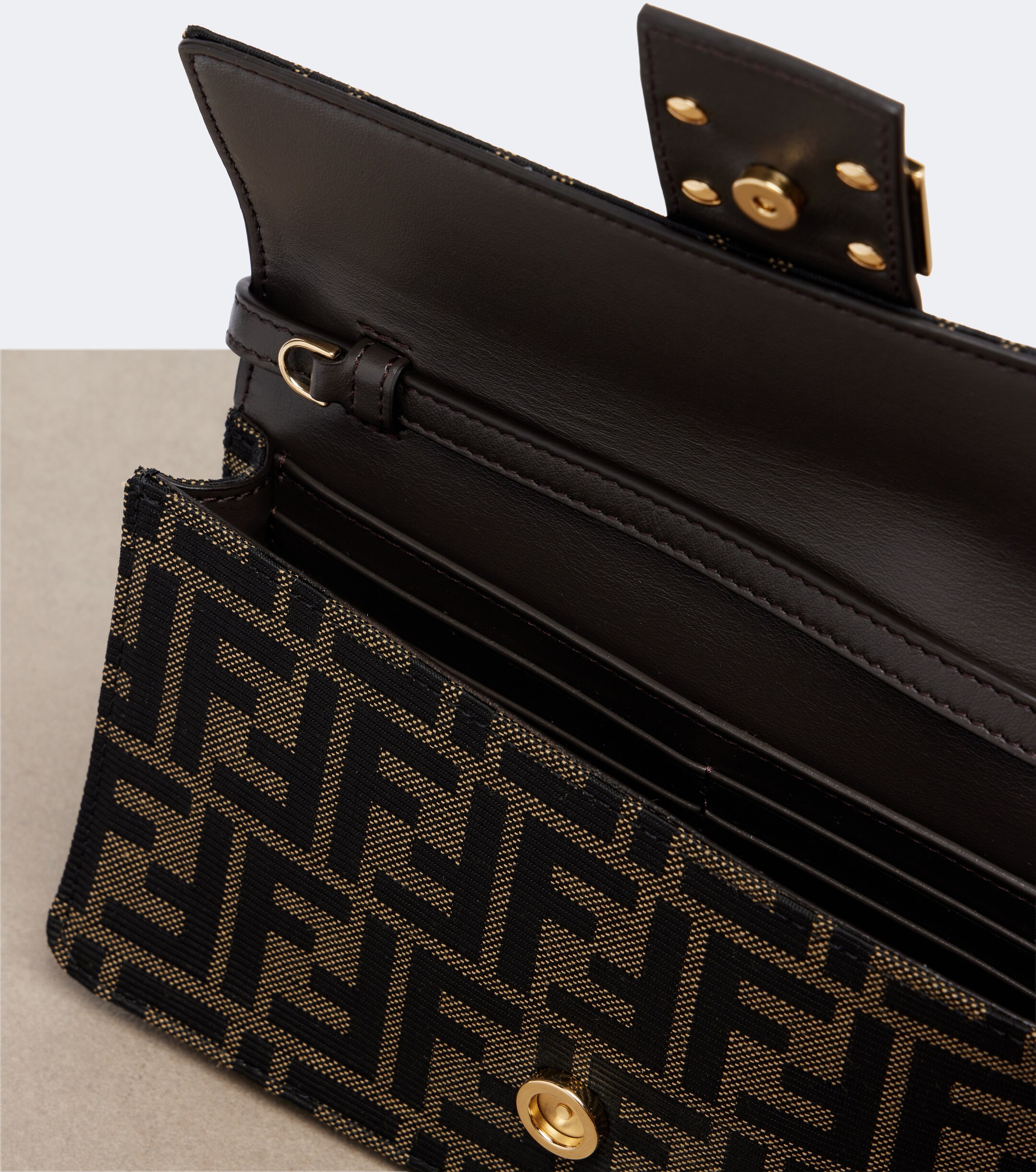 Fendi Tube jacquard canvas wallet on chain