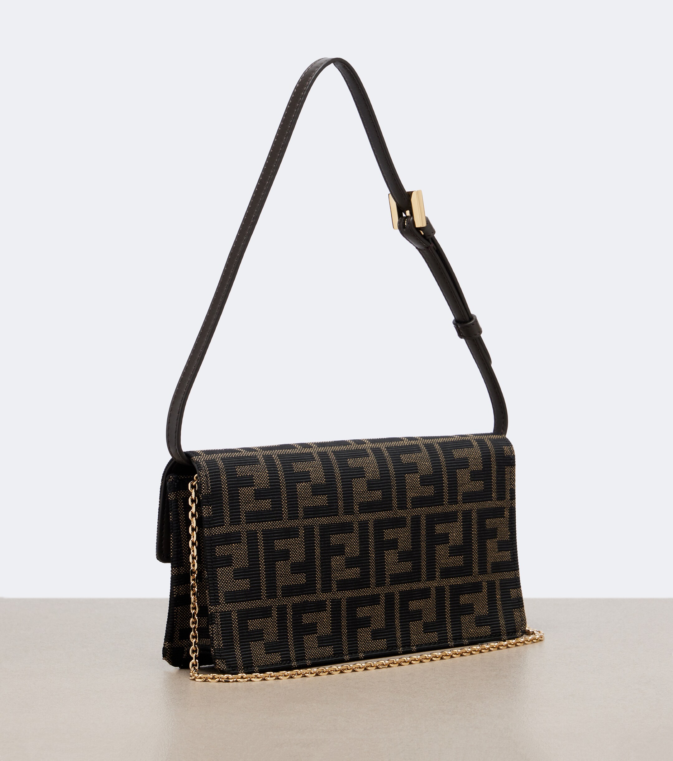Fendi Tube jacquard canvas wallet on chain