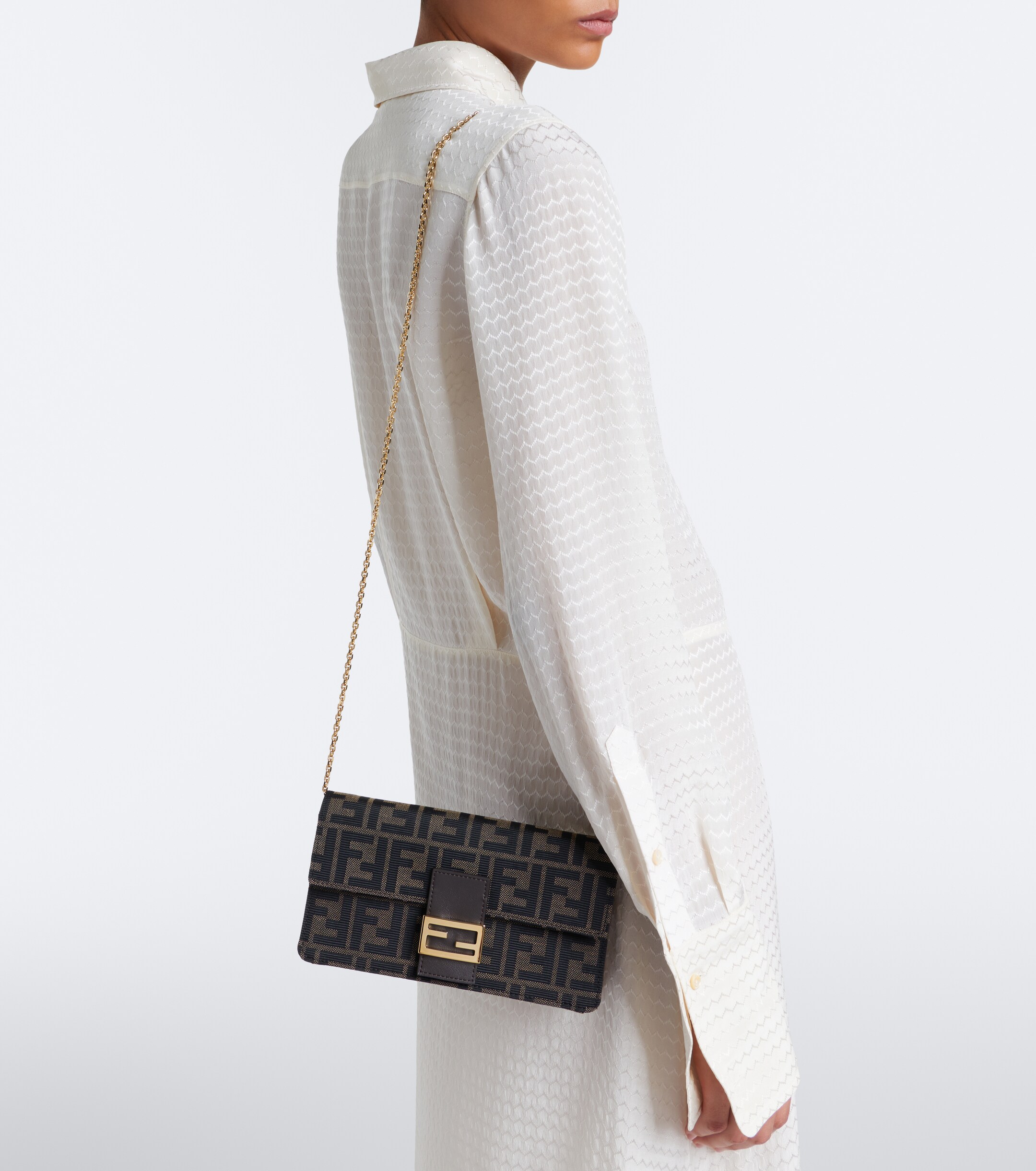 Fendi Tube jacquard canvas wallet on chain