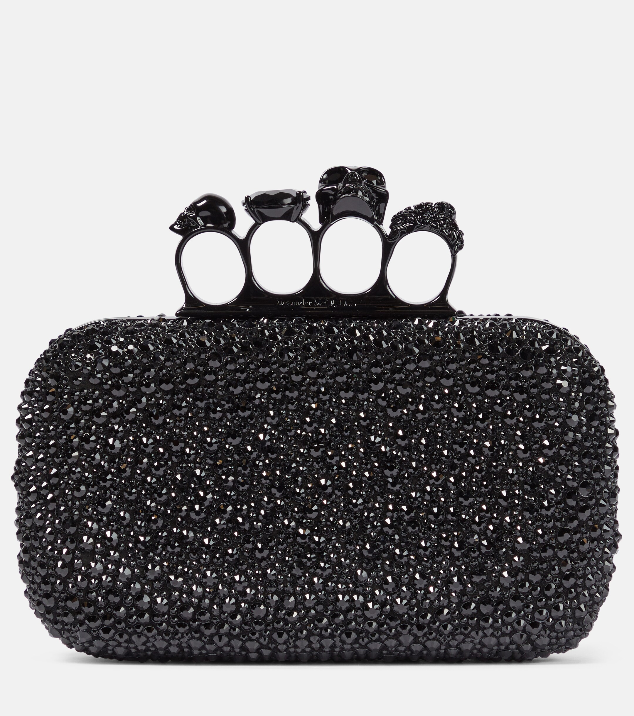 McQueen Knuckle embellished leather clutch
