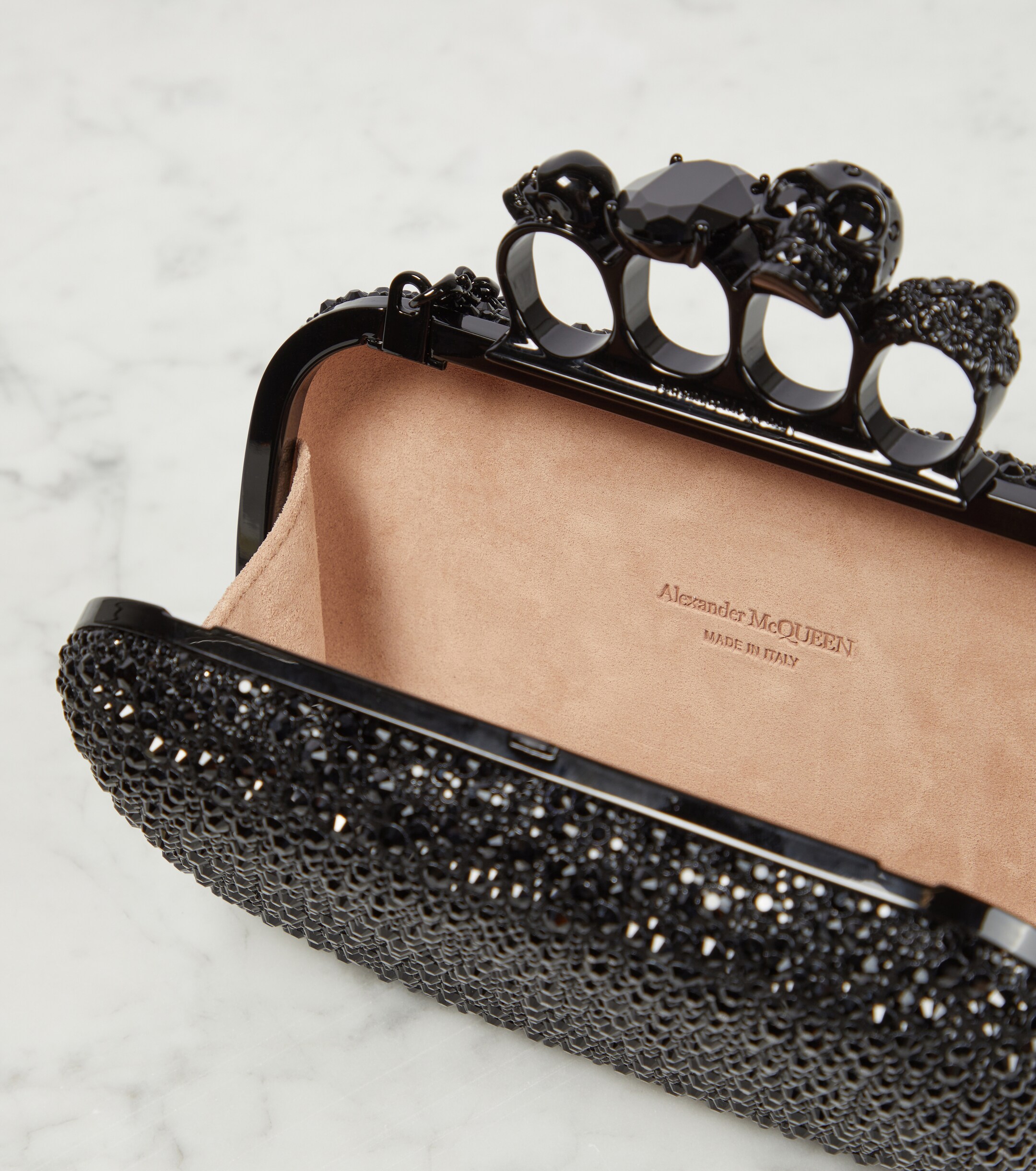 McQueen Knuckle embellished leather clutch