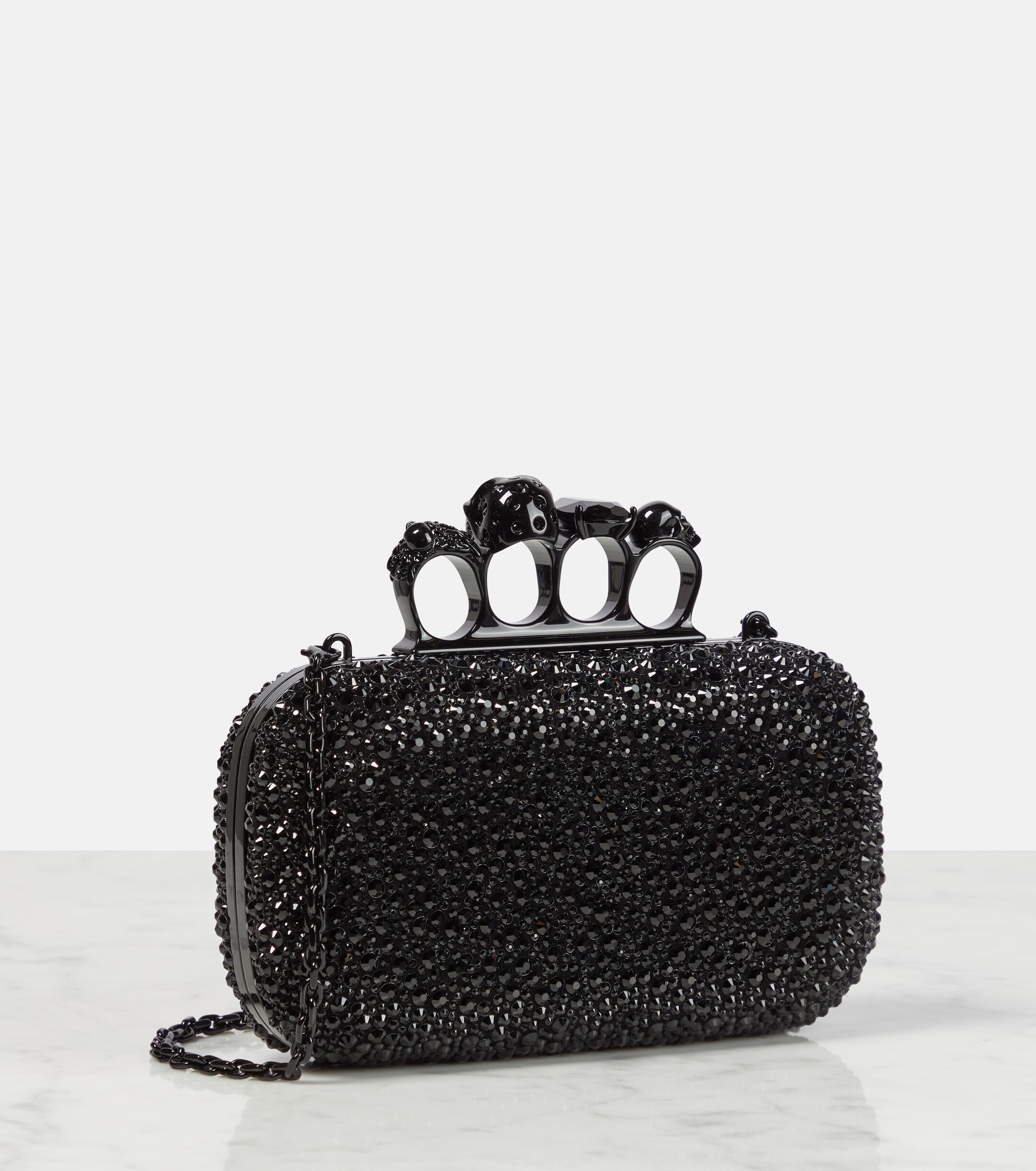 McQueen Knuckle embellished leather clutch
