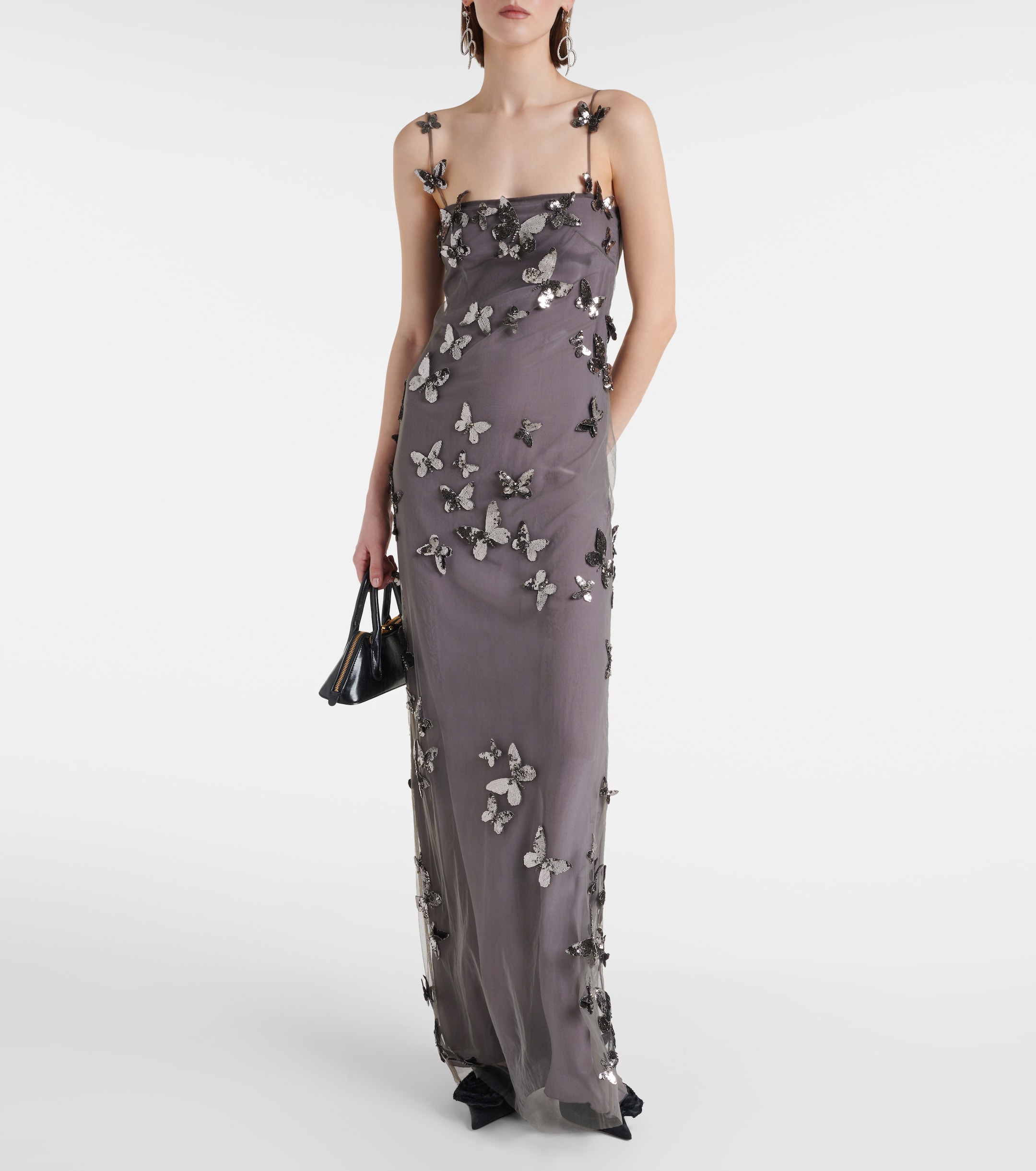blumarine floral-appliqu midi dress Floral-appliqu floral jersey maxi dress in neutrals - Blumarine