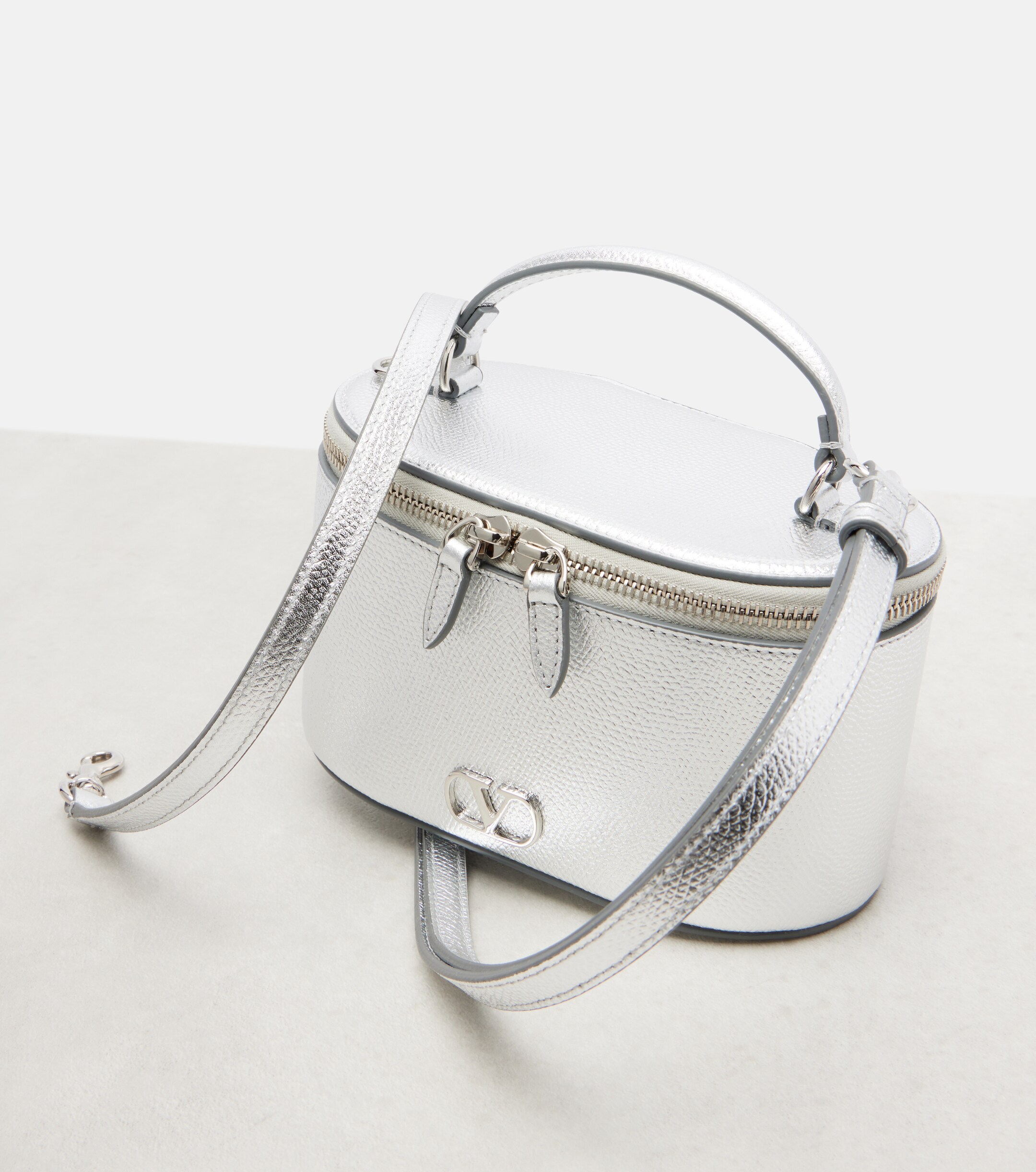 Valentino Garavani VLogo Mini metallic leather vanity bag thumbnail