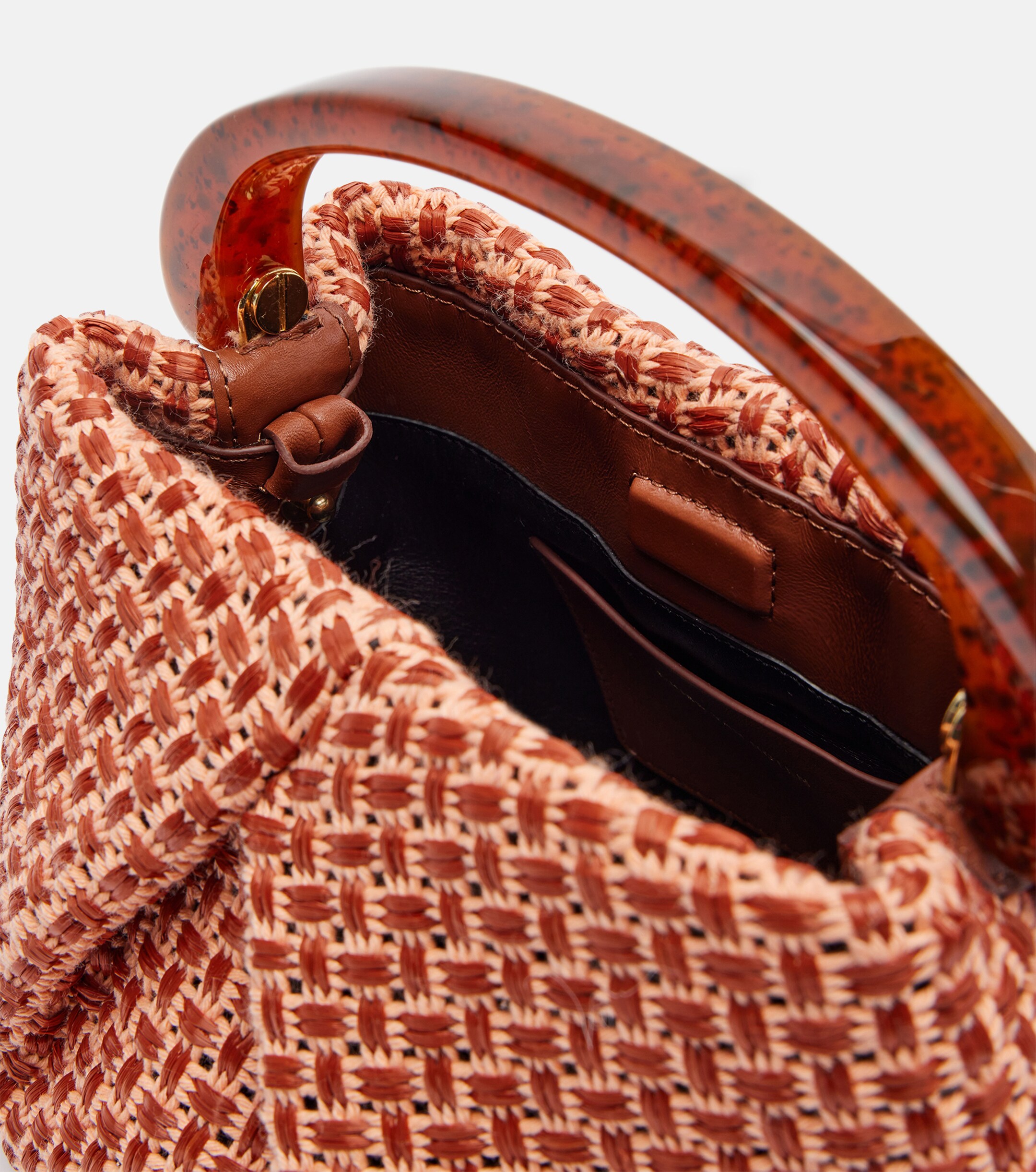 Dries Van Noten Woven raffia-effect top-handle bag