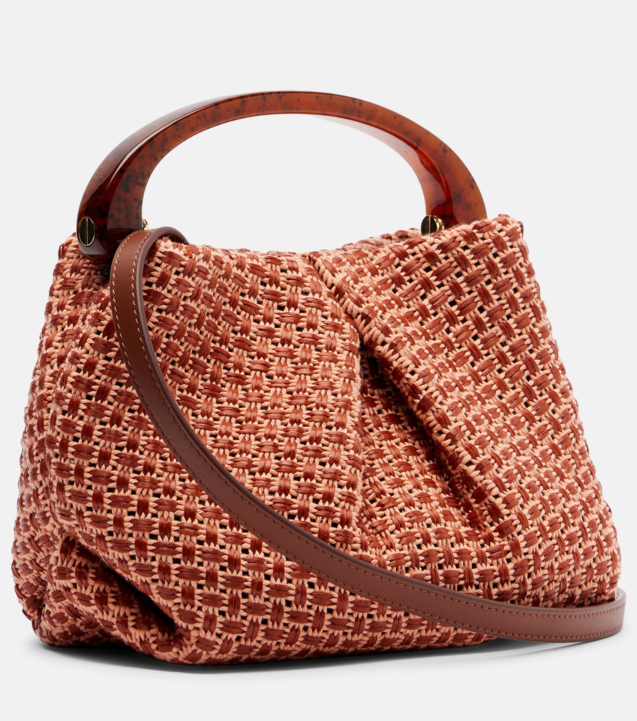 Dries Van Noten Woven raffia-effect top-handle bag