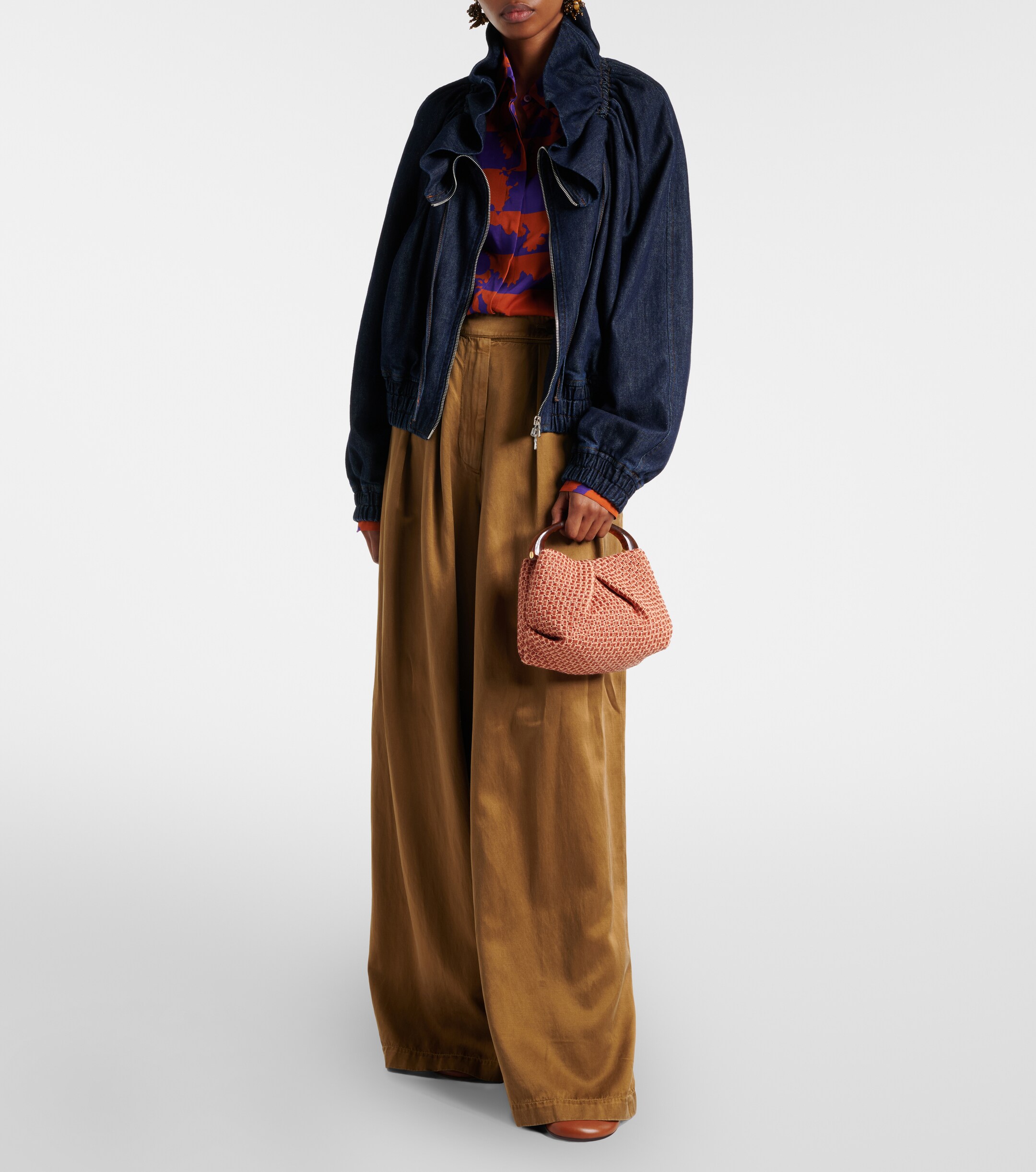 Dries Van Noten Woven raffia-effect top-handle bag