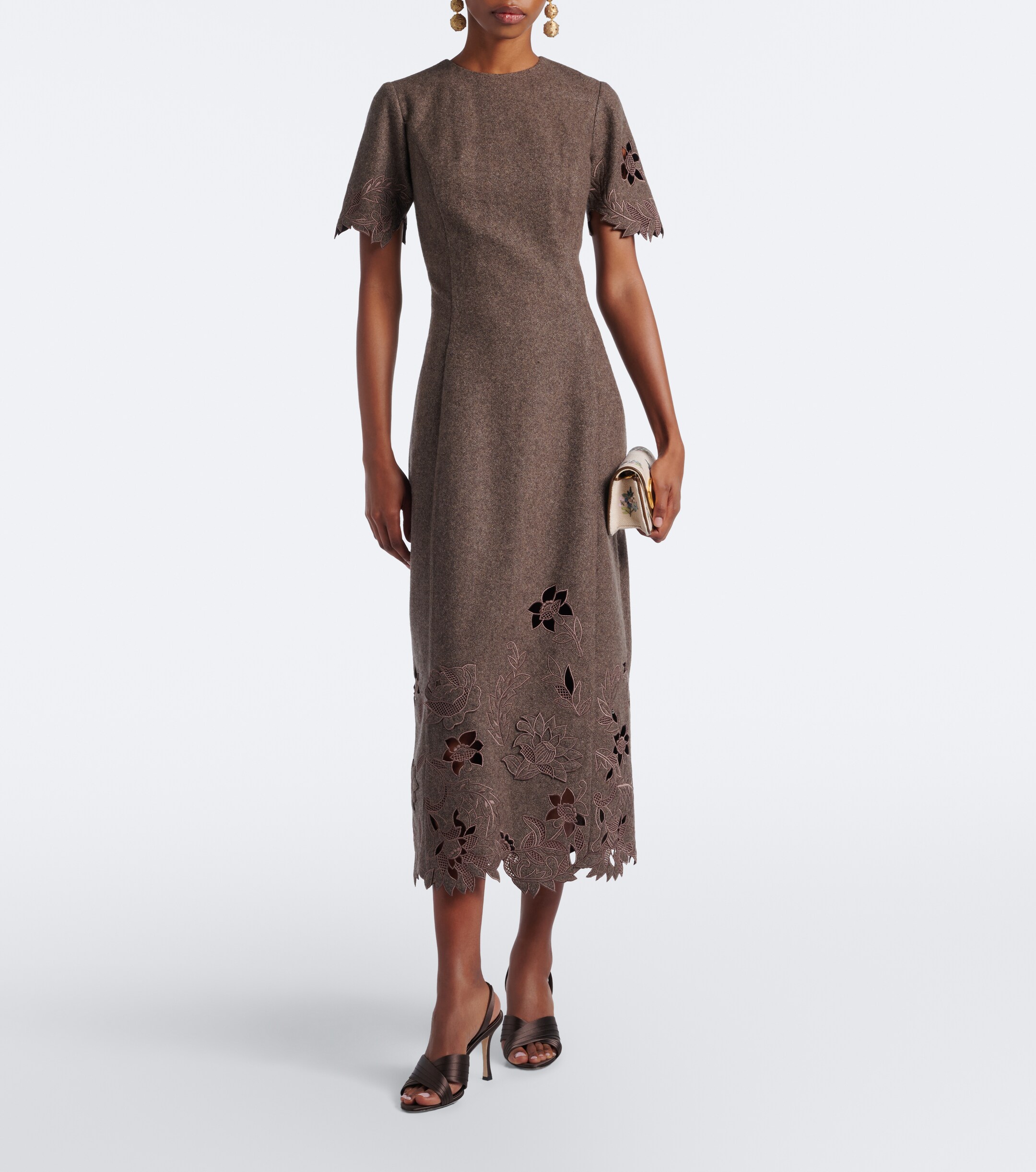 Oscar de la Renta Oscar de la Renta Wool, silk, and cashmere midi dress