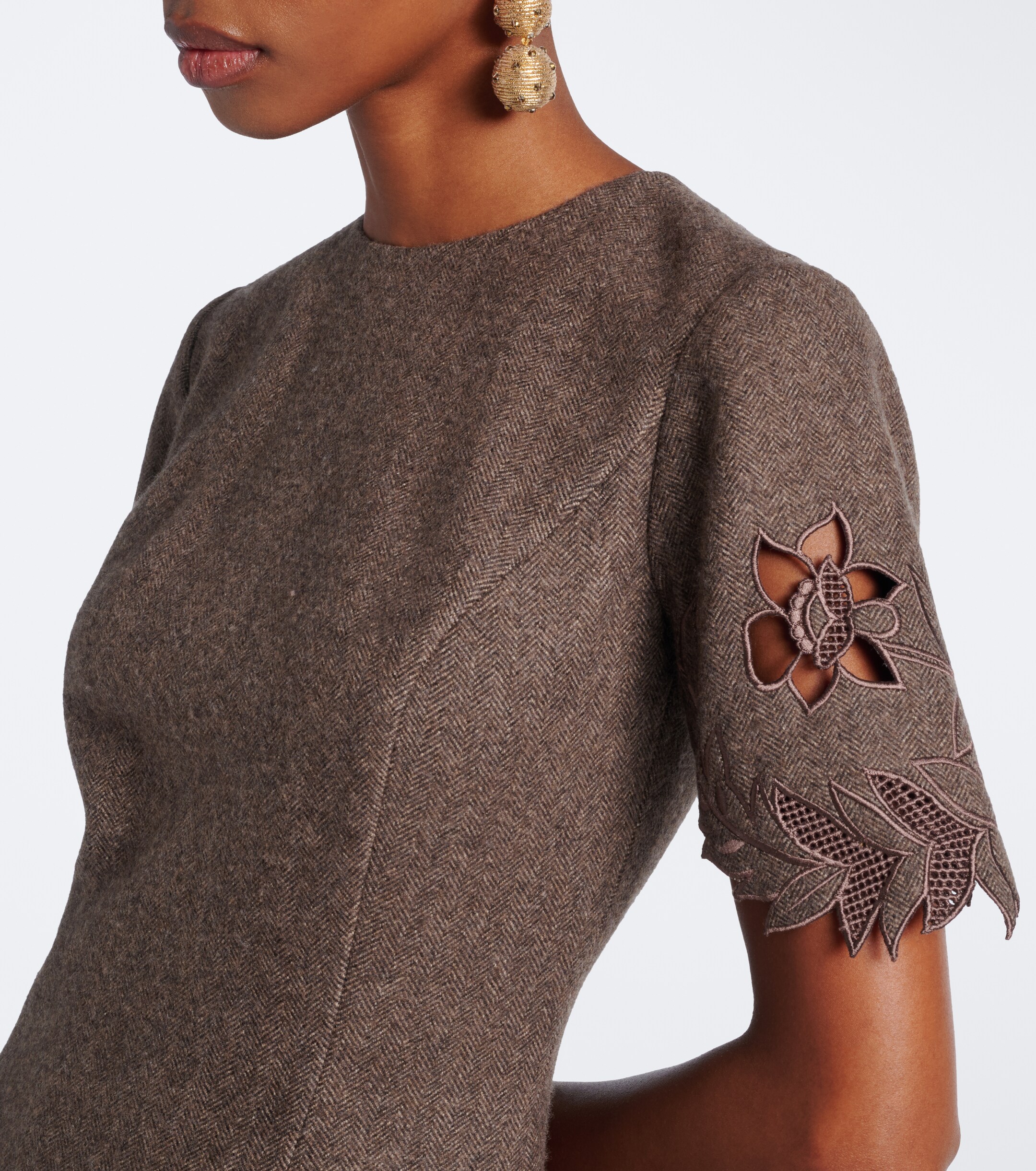 Oscar de la Renta Oscar de la Renta Wool, silk, and cashmere midi dress