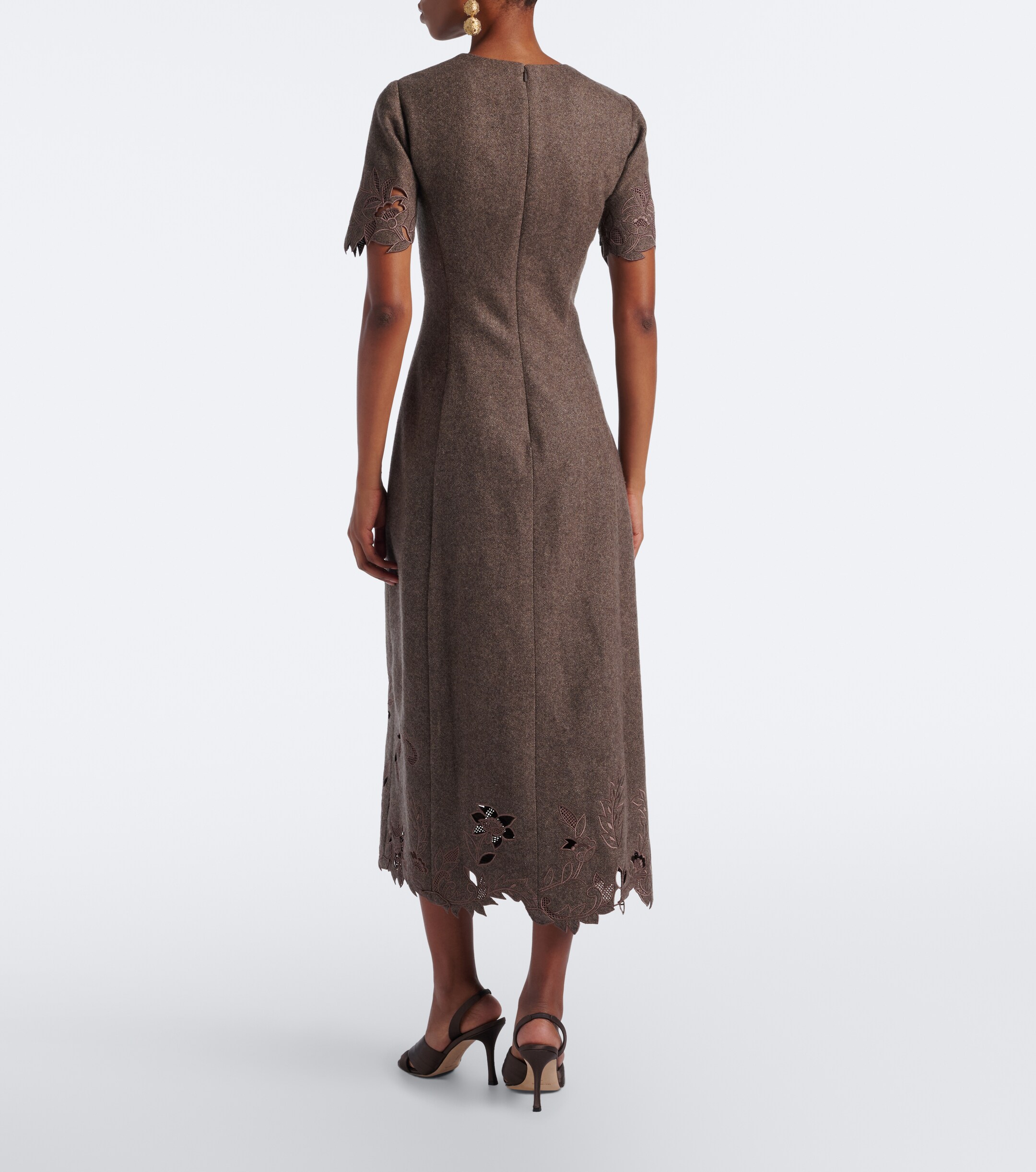 Oscar de la Renta Oscar de la Renta Wool, silk, and cashmere midi dress