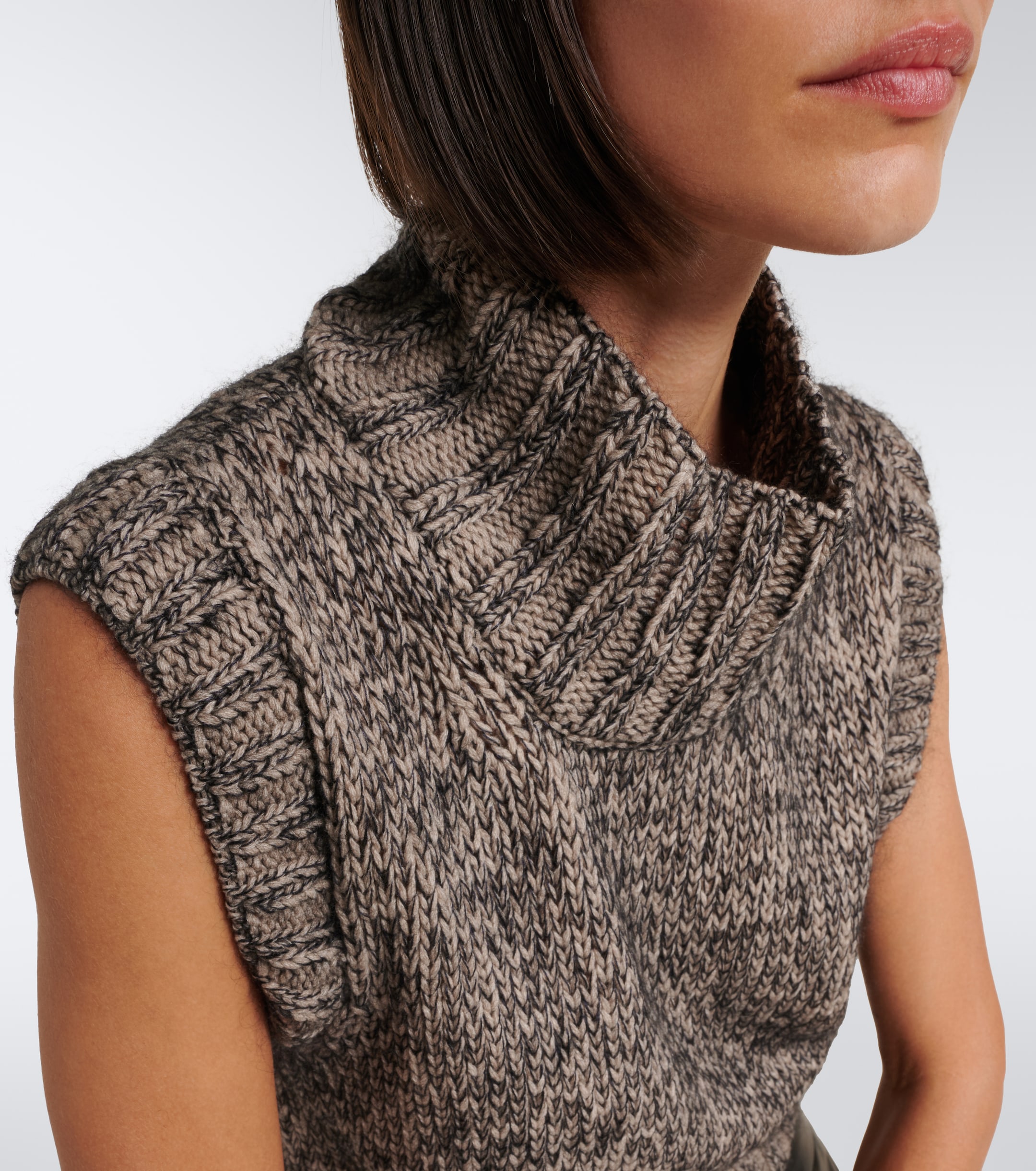 KHAITE Khaite Cashmere, mohair, and silk turtleneck vest