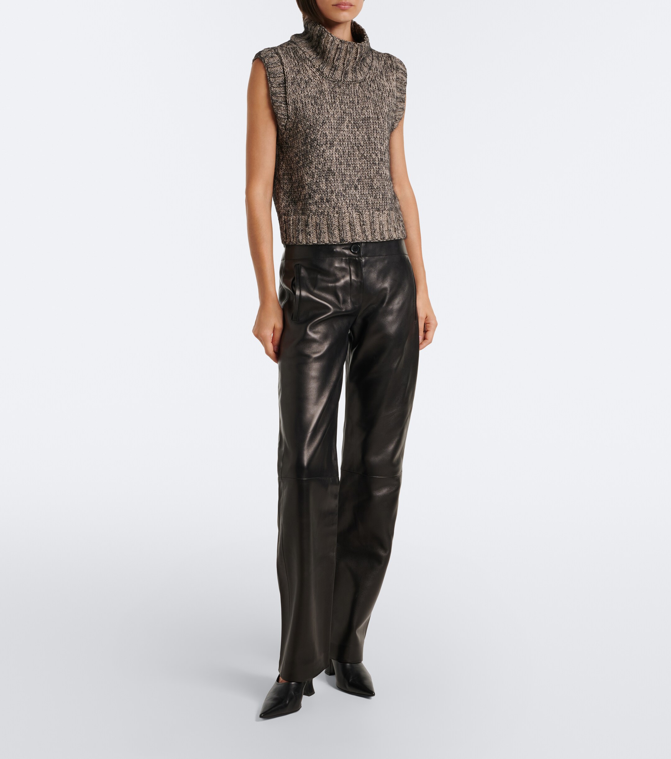 KHAITE Khaite Cashmere, mohair, and silk turtleneck vest