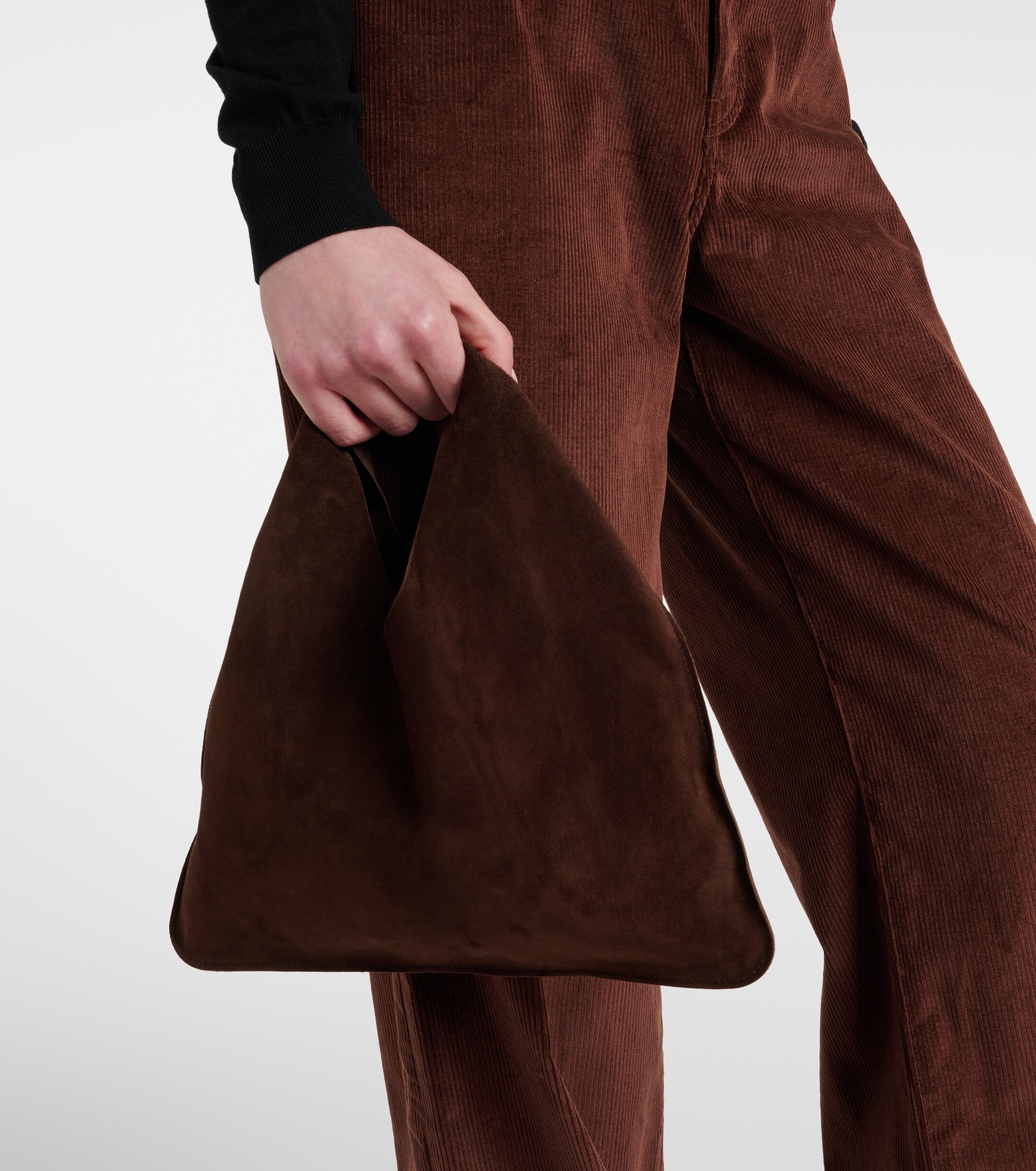 The Row Bindle Small suede tote bag