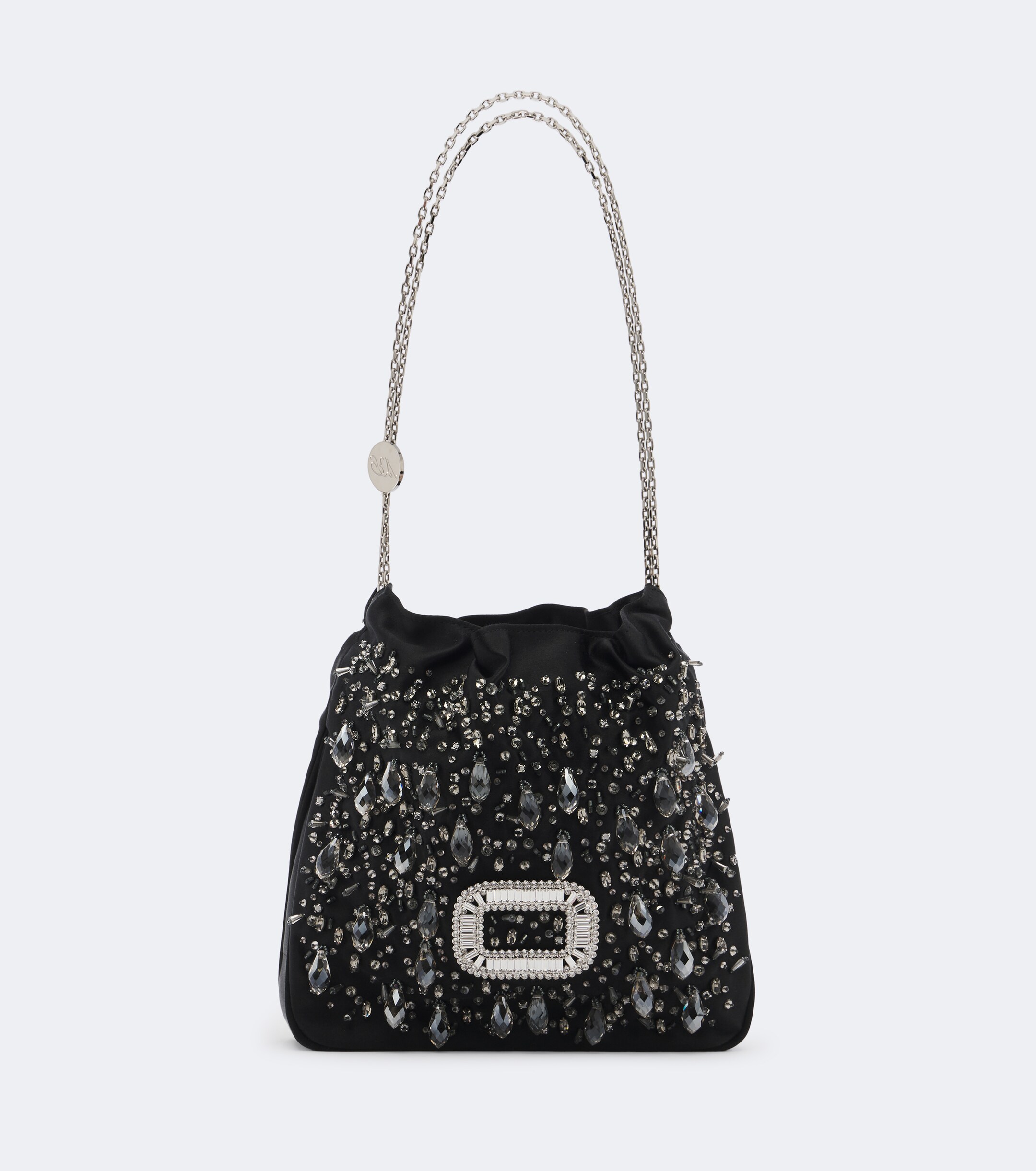 ROGER VIVIER Pilgrim Mini embellished satin bucket bag