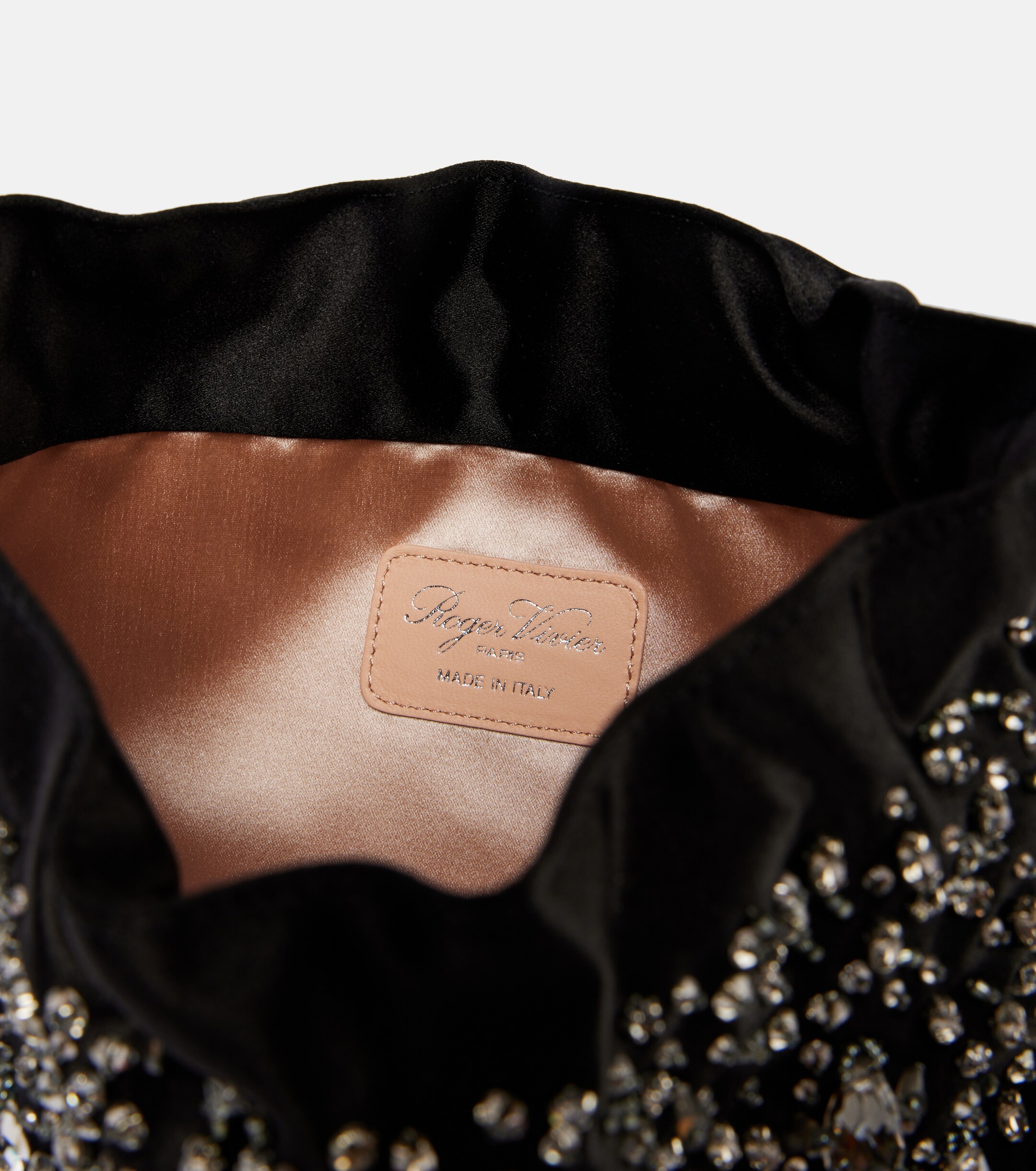 ROGER VIVIER Pilgrim Mini embellished satin bucket bag