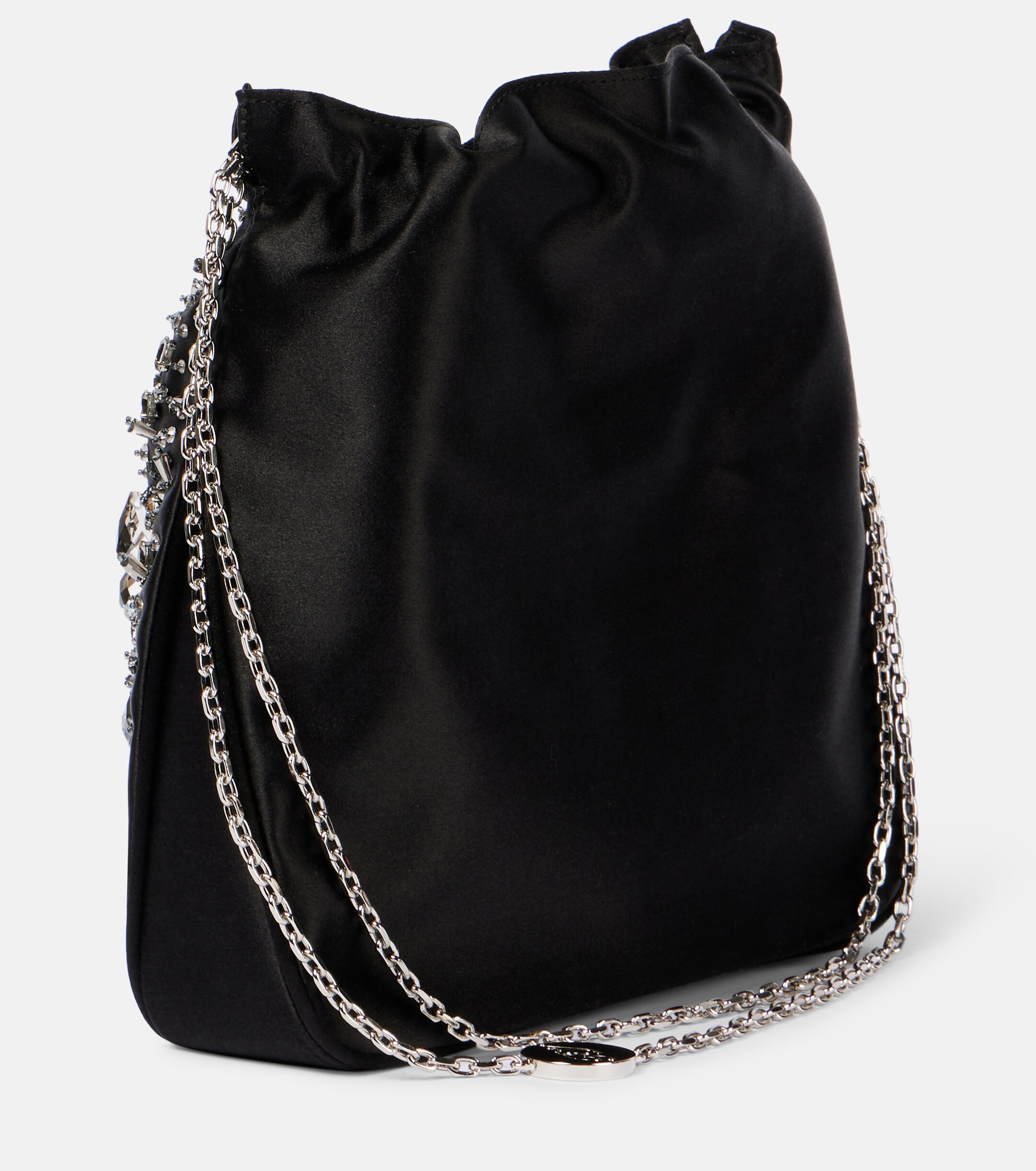 ROGER VIVIER Pilgrim Mini embellished satin bucket bag