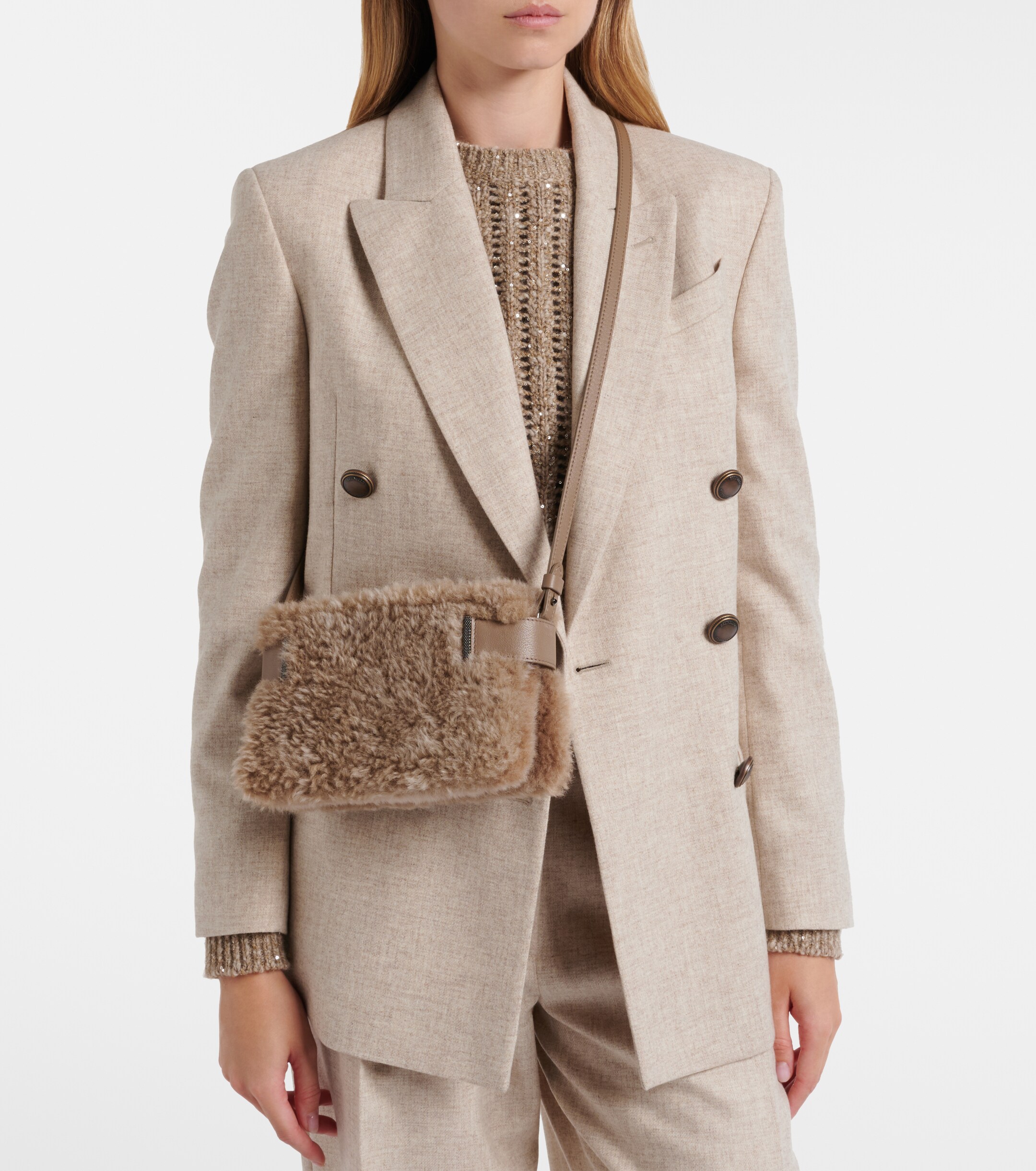 Brunello Cucinelli Small shearling clutch