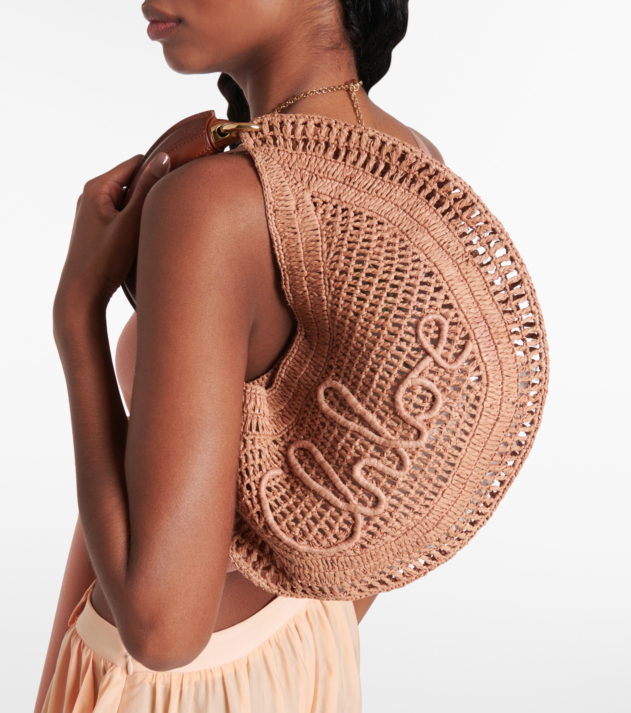 Chloé Summer Banana raffia-effect shoulder bag