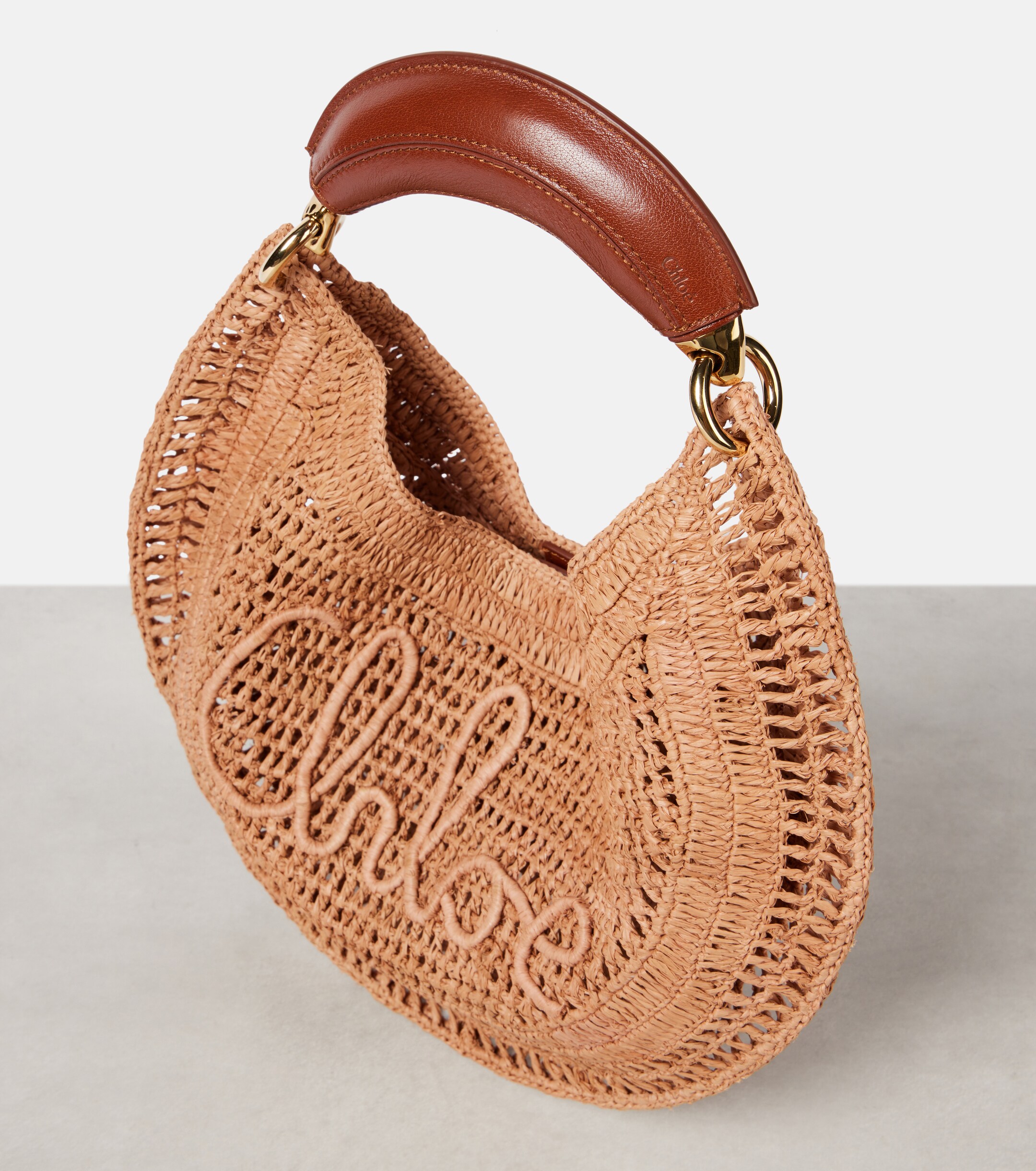 Chloé Summer Banana raffia-effect shoulder bag