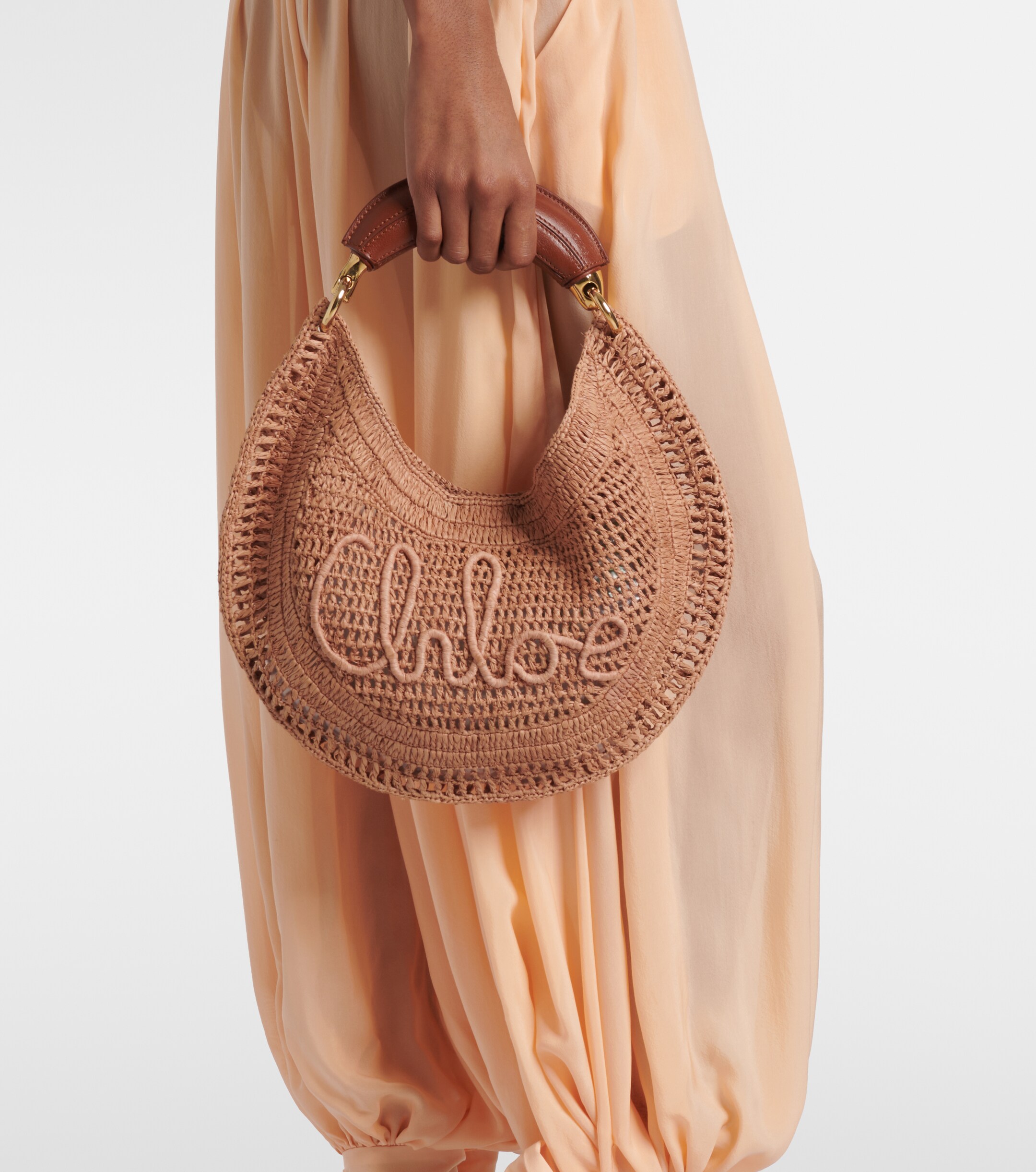 Chloé Summer Banana raffia-effect shoulder bag