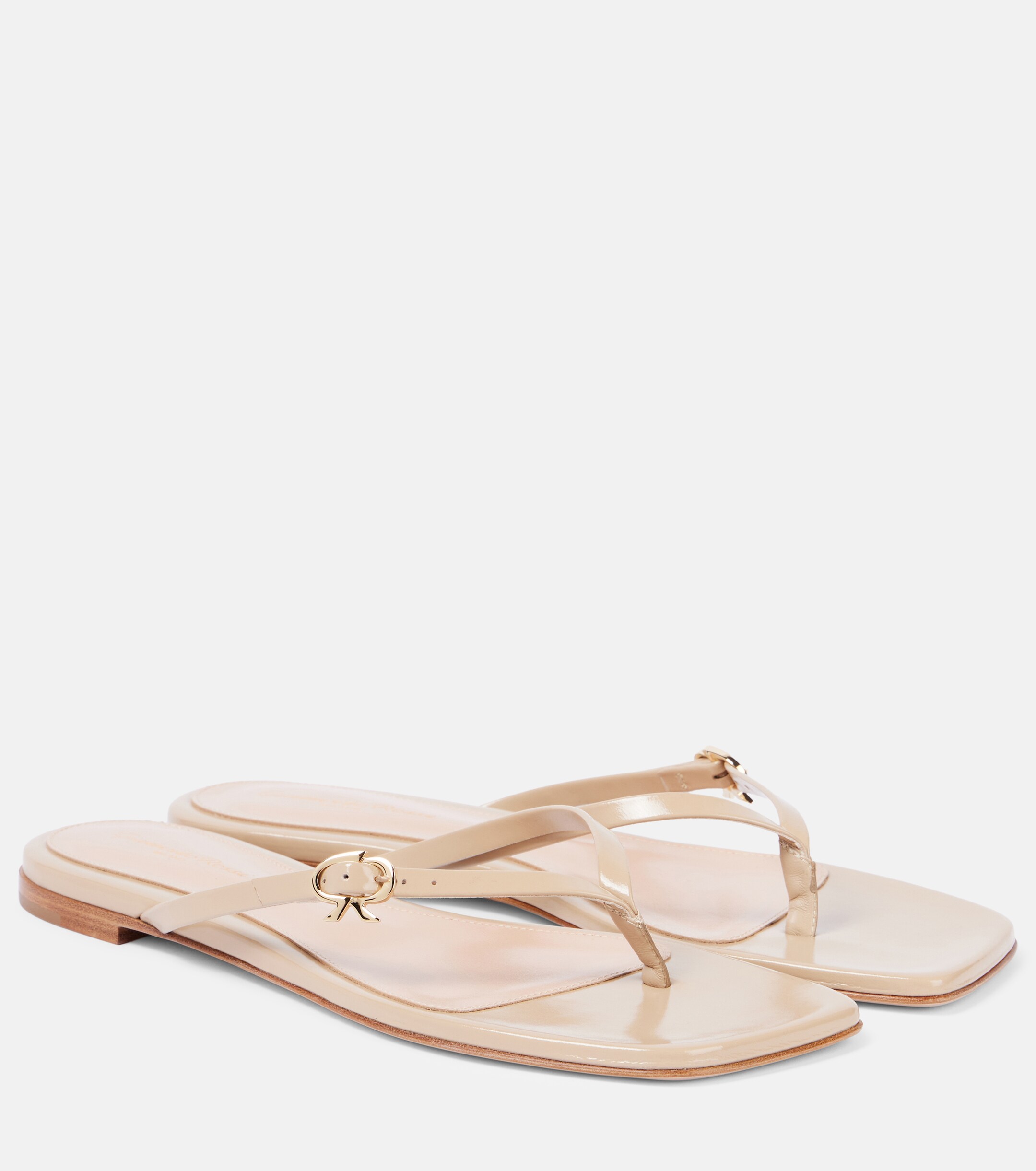 GIANVITO ROSSI Ribbon patent leather thong sandals