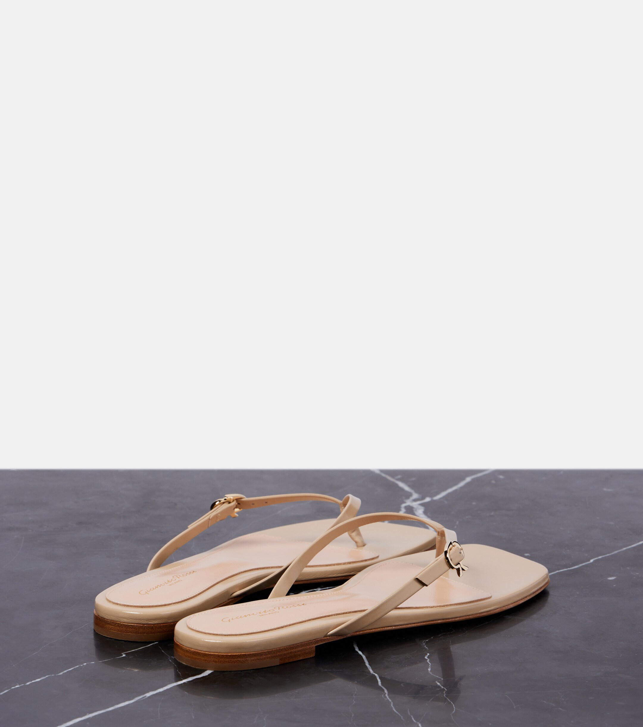 GIANVITO ROSSI Ribbon patent leather thong sandals
