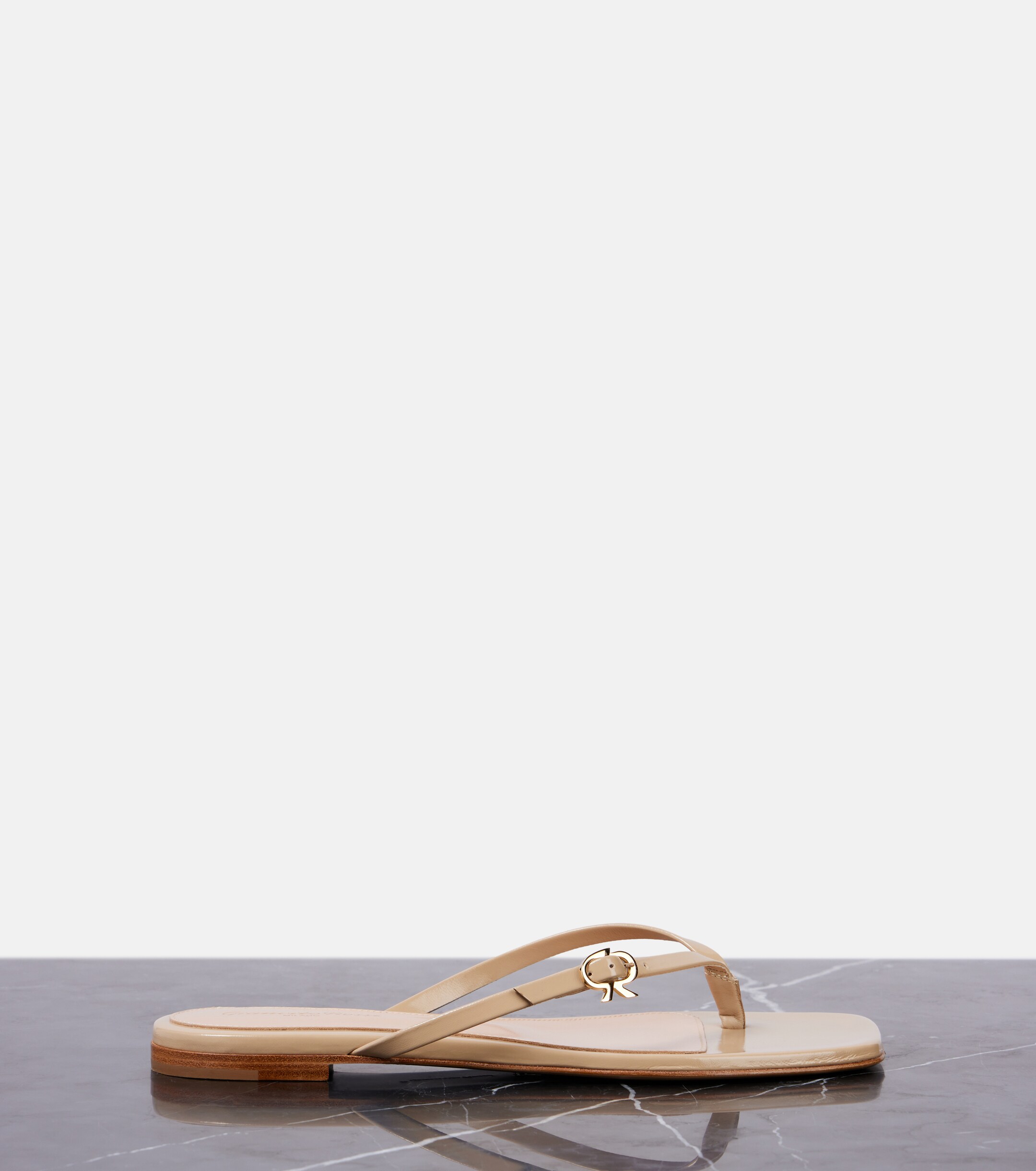 GIANVITO ROSSI Ribbon patent leather thong sandals