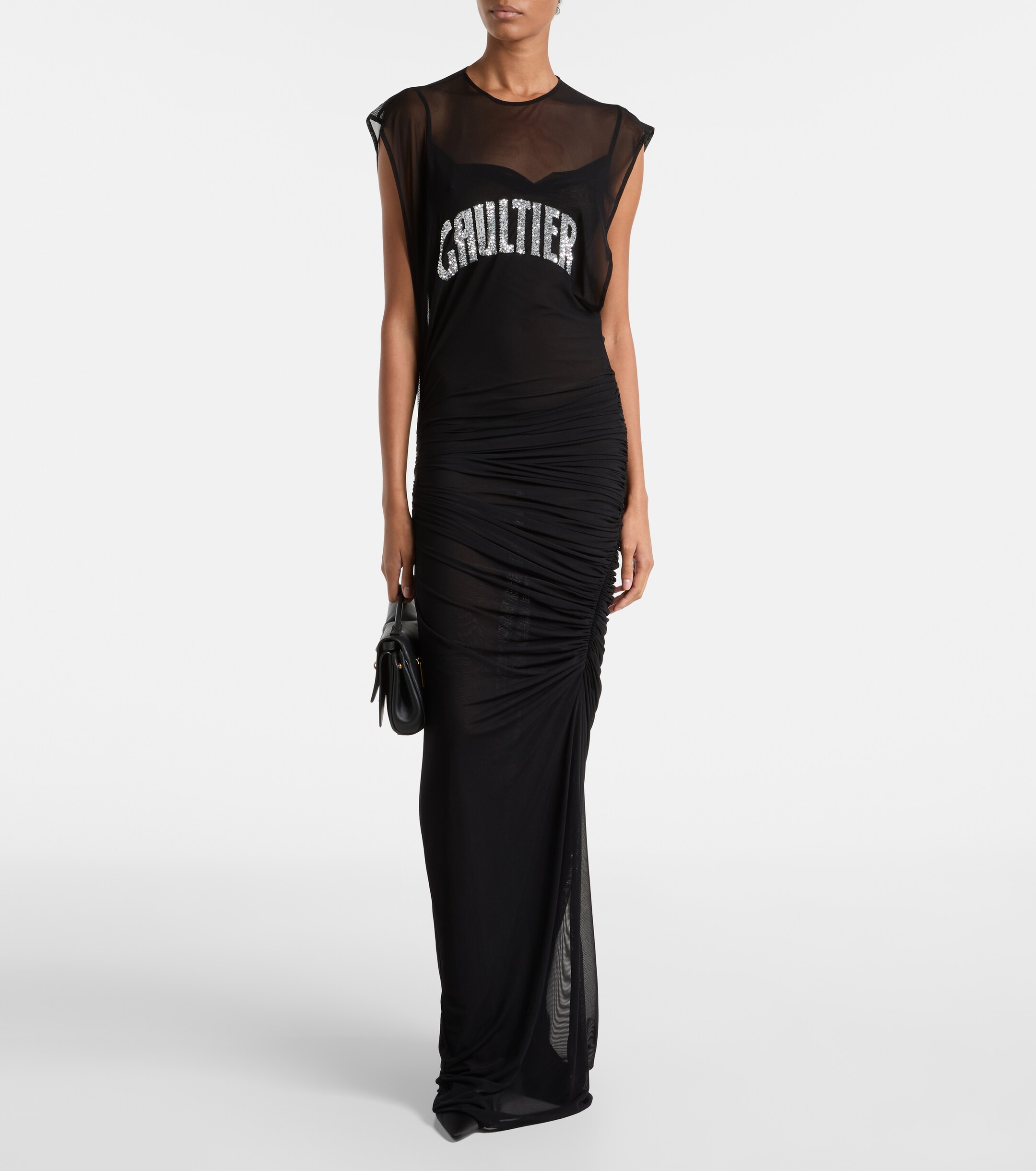 Jean Paul Gaultier - Logo sequined mesh maxi dress | Plush Jean Paul Gaultier - Logo sequined mesh maxi dress | Plush